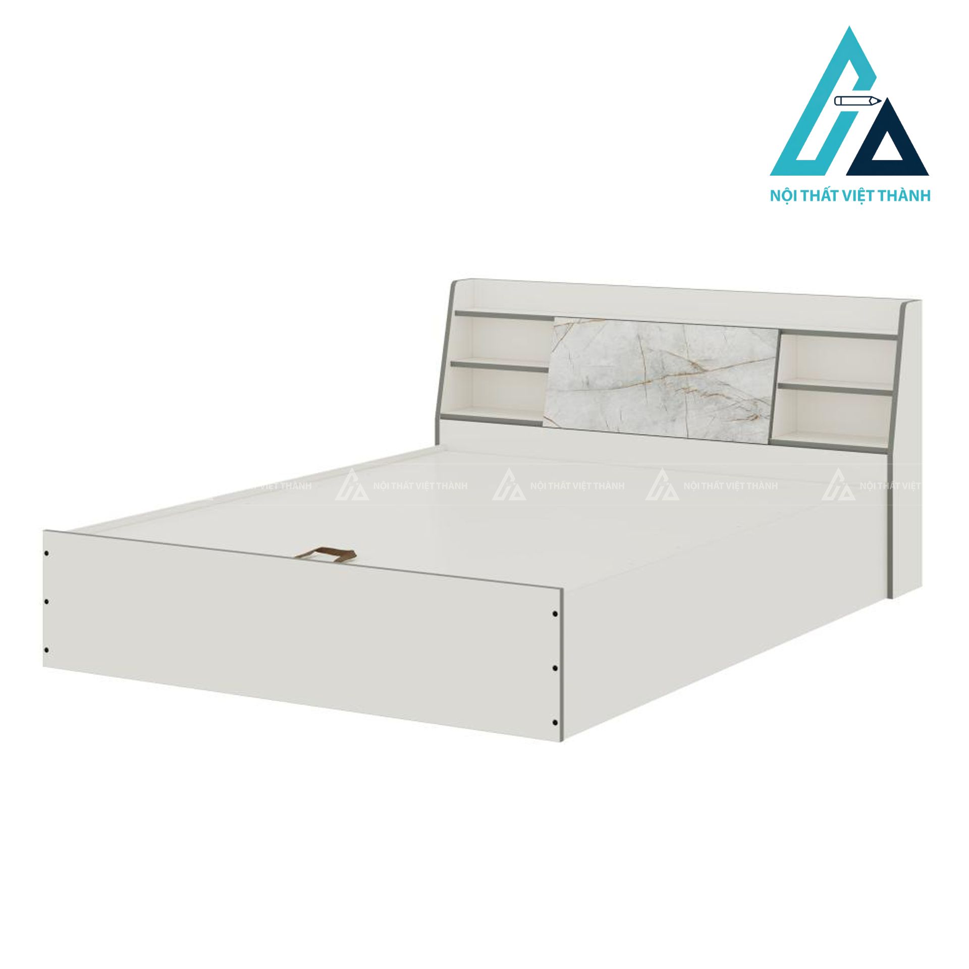 Giường ngủ gỗ công nghiệp màu trắng có hộc chứa nâng tiện nghi hiện đại 1