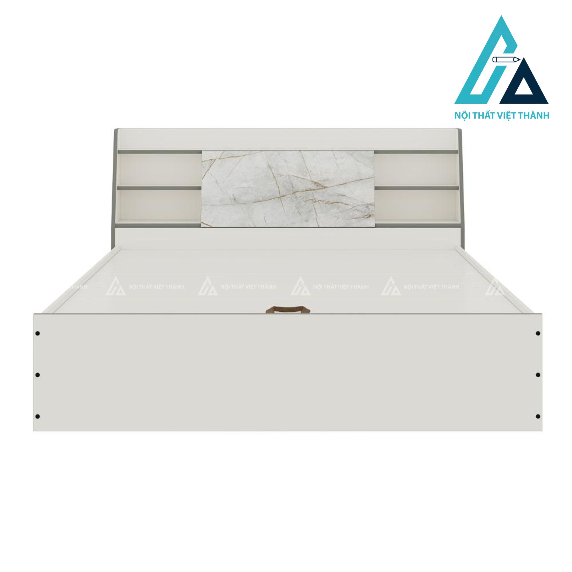 Giường ngủ gỗ công nghiệp màu trắng có hộc chứa nâng tiện nghi hiện đại 2