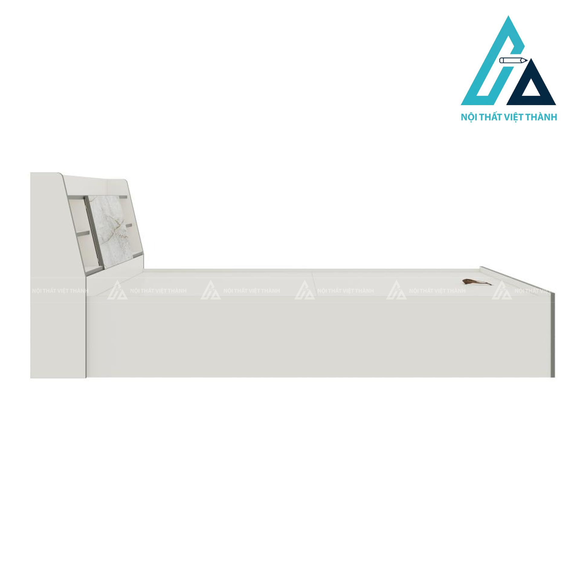 Giường ngủ gỗ công nghiệp màu trắng có hộc chứa nâng tiện nghi hiện đại 4