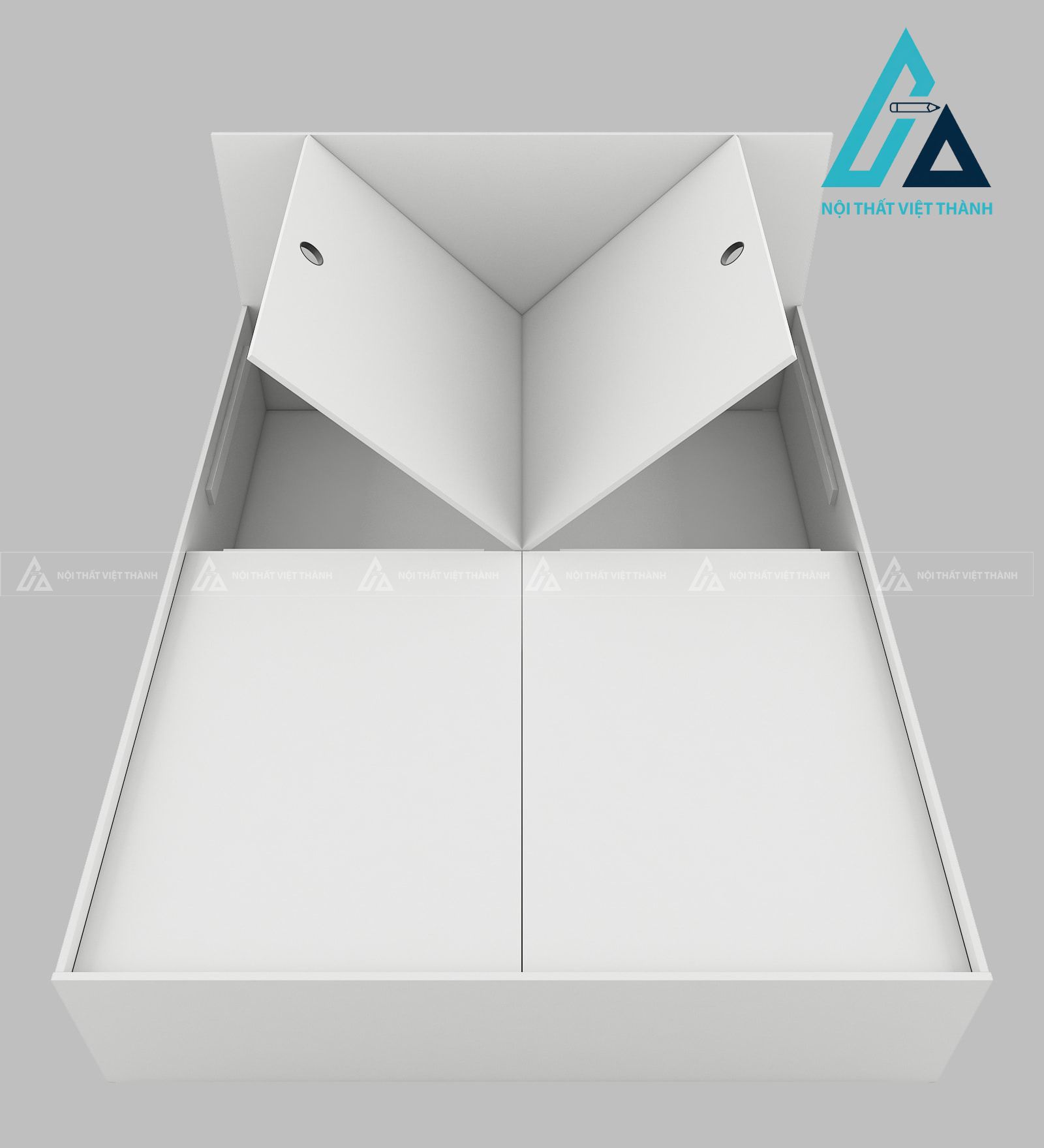 Giường ngủ gỗ công nghiệp màu trắng tích hợp ngăn kéo tiện ích 3