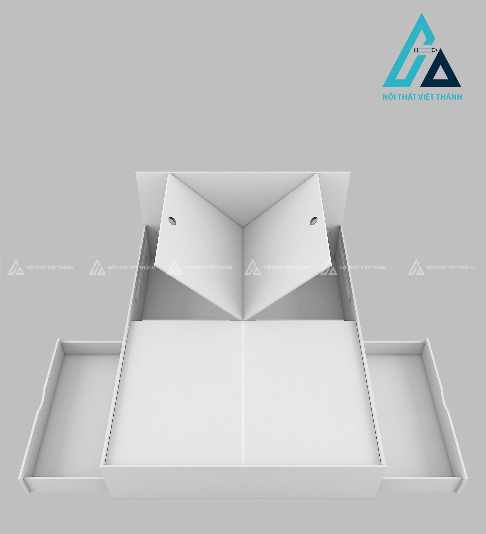 Giường ngủ gỗ công nghiệp màu trắng tích hợp ngăn kéo tiện ích 5