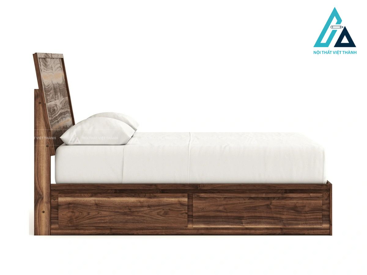 Giường ngủ gỗ công nghiệp MDF vân óc chó có ngăn kéo lưu trữ tiện lợi 1