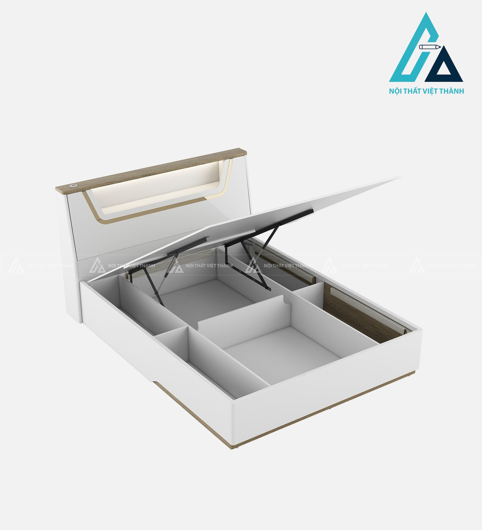 Giường ngủ gỗ công nghiệp tích hợp đèn LED và hộc chứa thông minh 3