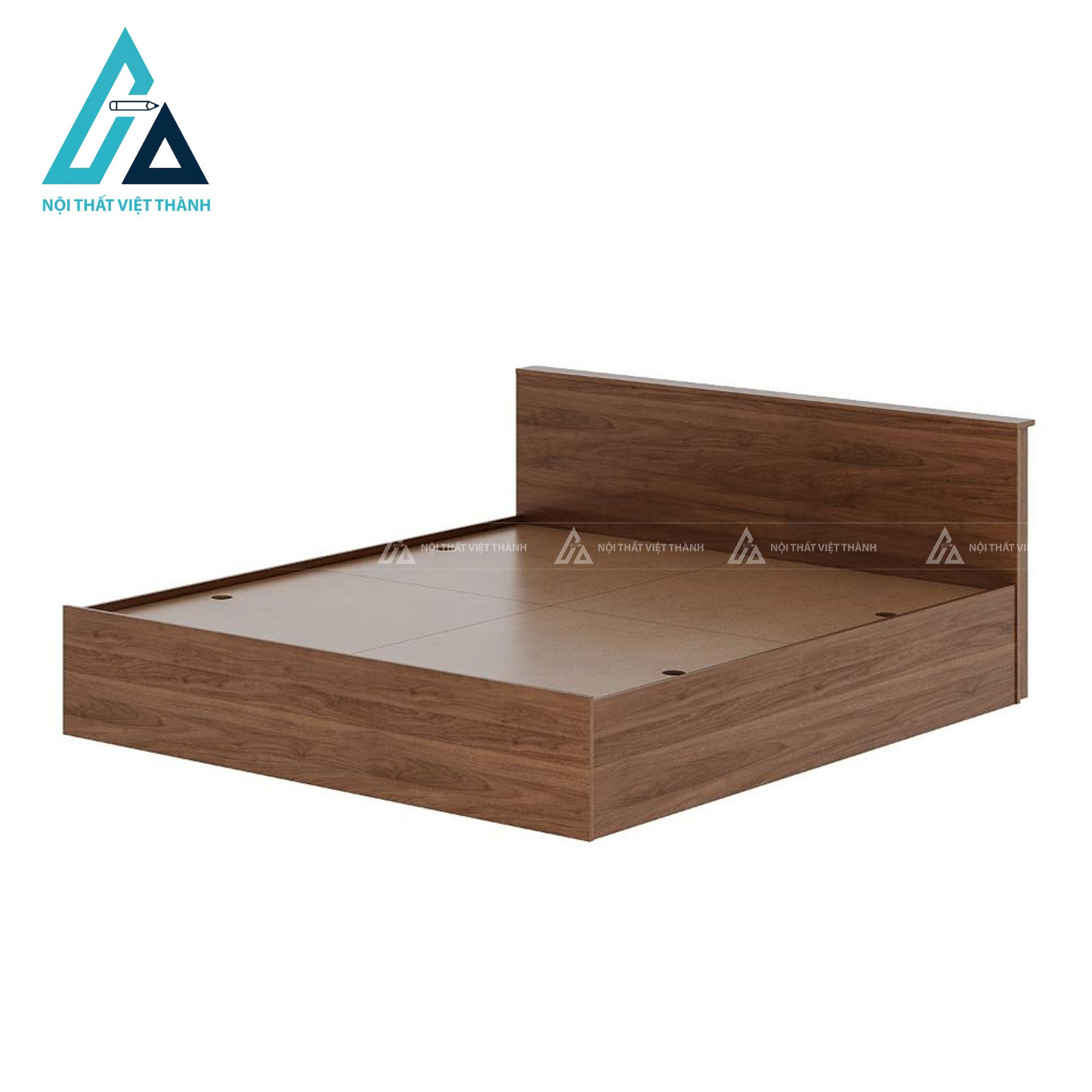 Giường ngủ gỗ công nghiệp vân óc chó hiện đại có hộc kéo lưu trữ tiện lợi 2