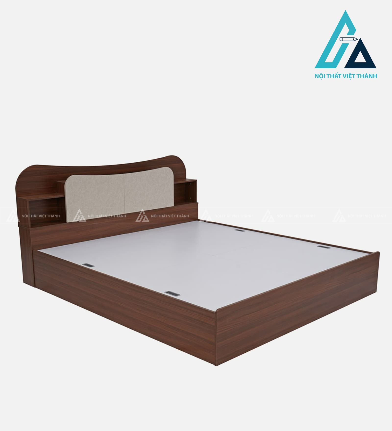 Giường ngủ gỗ công nghiệp vân óc chó tích hợp hộc chứa đa năng hiện đại 1