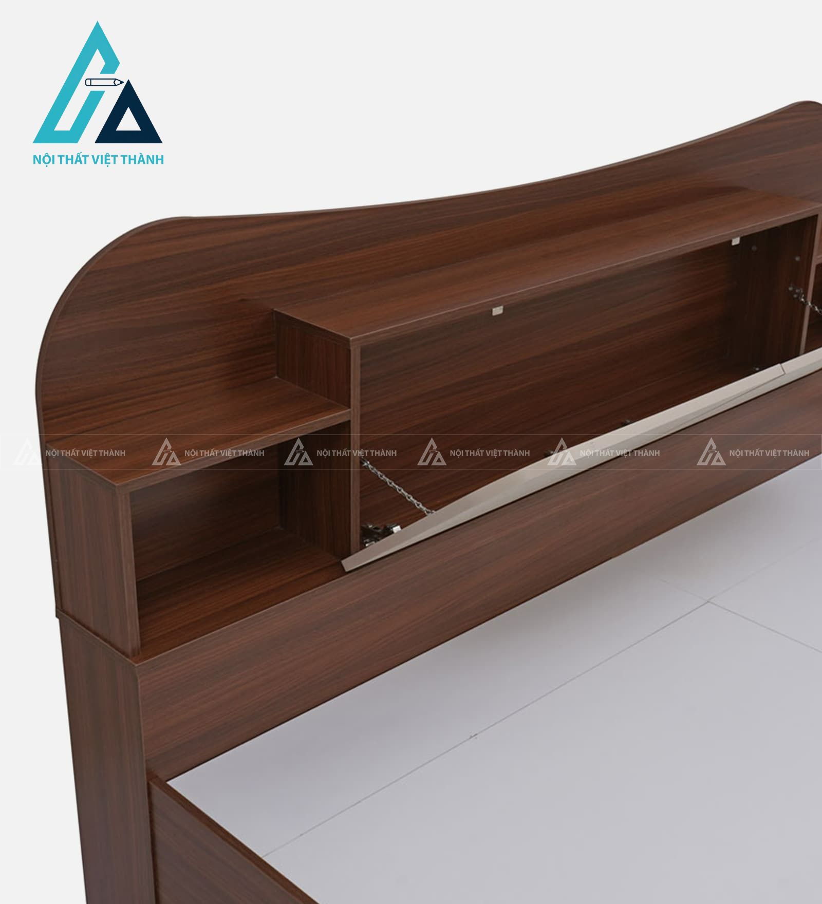 Giường ngủ gỗ công nghiệp vân óc chó tích hợp hộc chứa đa năng hiện đại 5