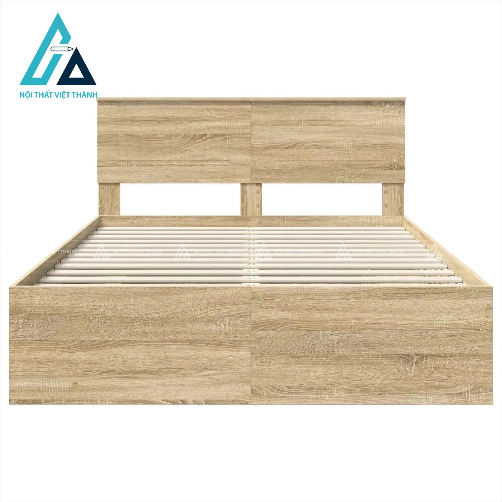 Giường ngủ gỗ công nghiệp vân sồi hiện đại chắc chắn cho phòng ngủ 4