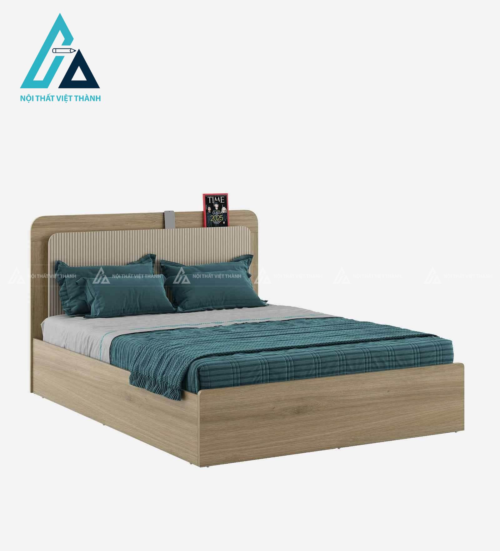 Giường ngủ gỗ công nghiệp vân sồi hiện đại có hộc chứa tối ưu không gian 2