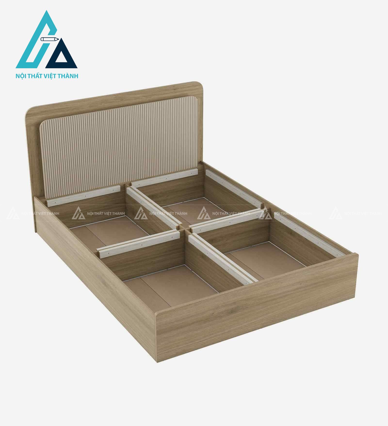 Giường ngủ gỗ công nghiệp vân sồi hiện đại có hộc chứa tối ưu không gian 5