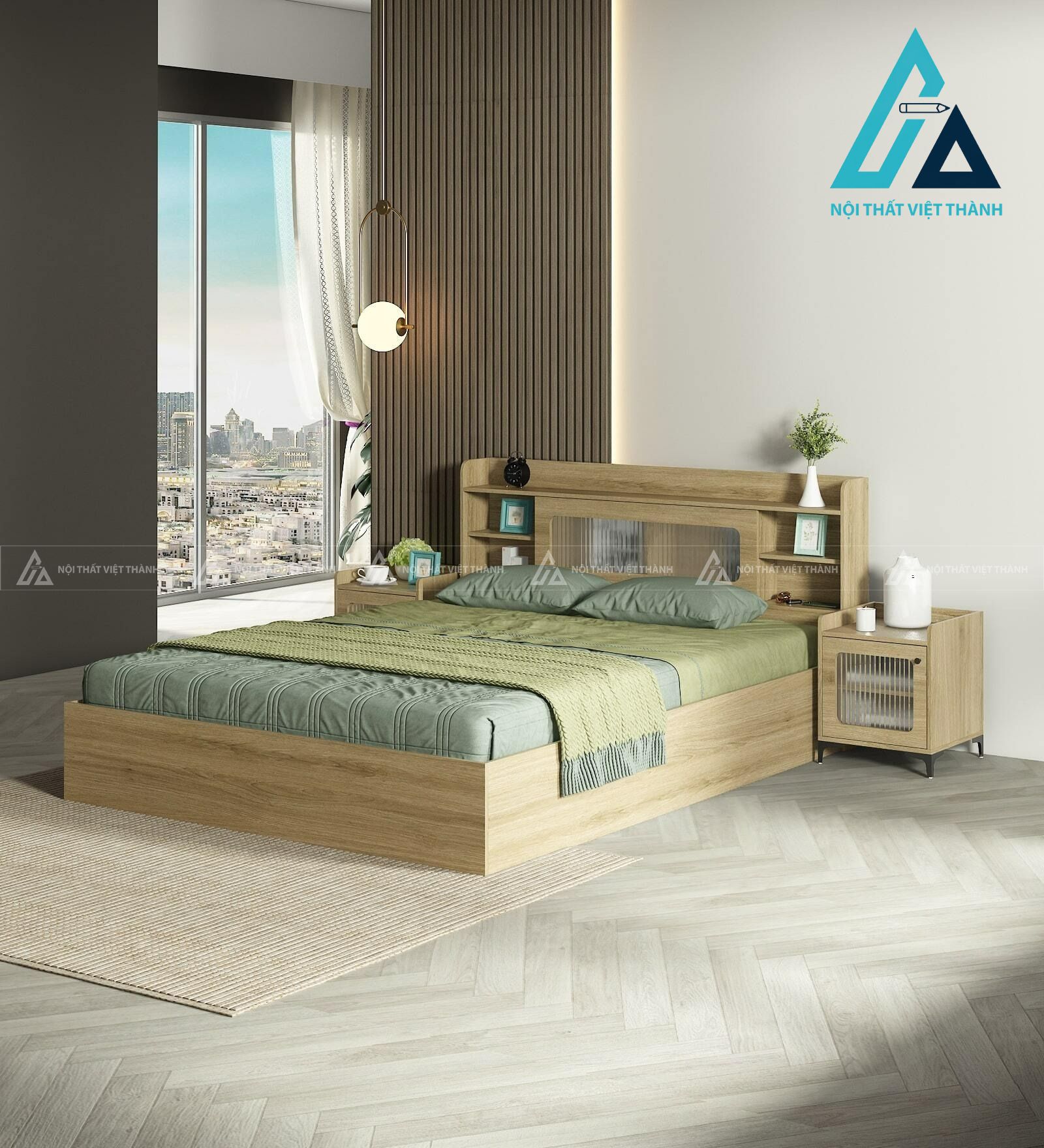 Giường ngủ gỗ MDF hiện đại tích hợp hộc chứa thông minh đa năng 6