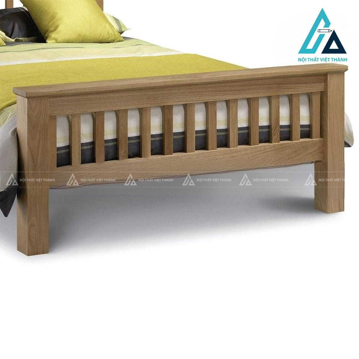 Giường ngủ gỗ sồi tự nhiên chân cao phong cách sang trọng 2