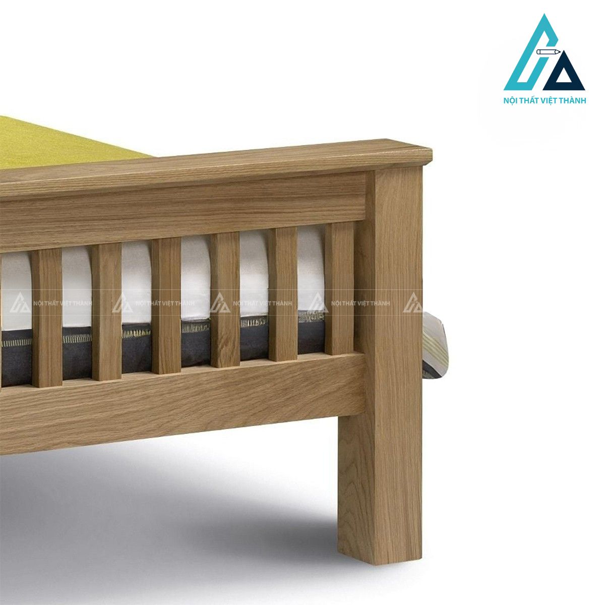 Giường ngủ gỗ sồi tự nhiên chân cao phong cách sang trọng 4
