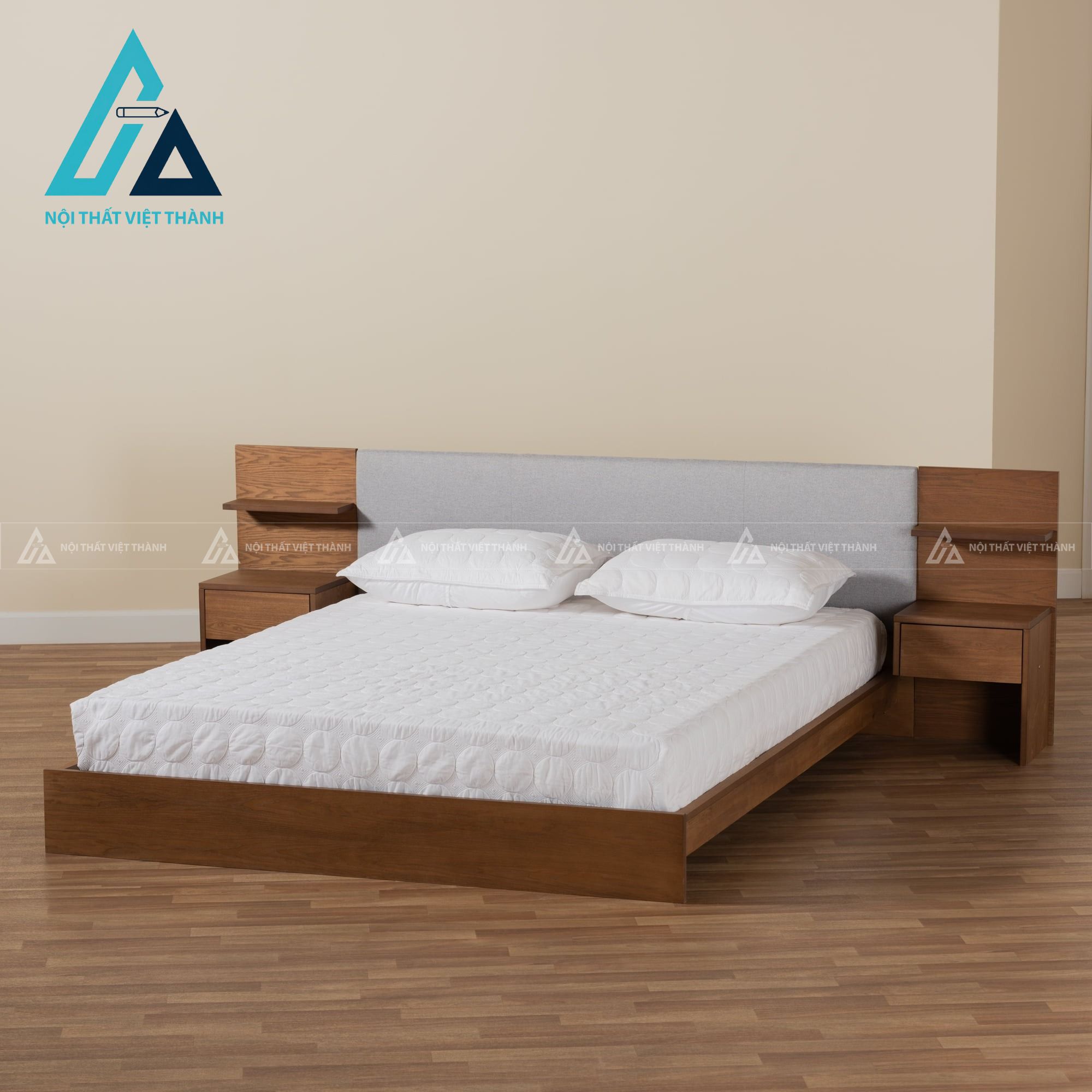 Giường ngủ MDF bọc nệm đầu giường tích hợp ngăn kéo tiện nghi hiện đại 1