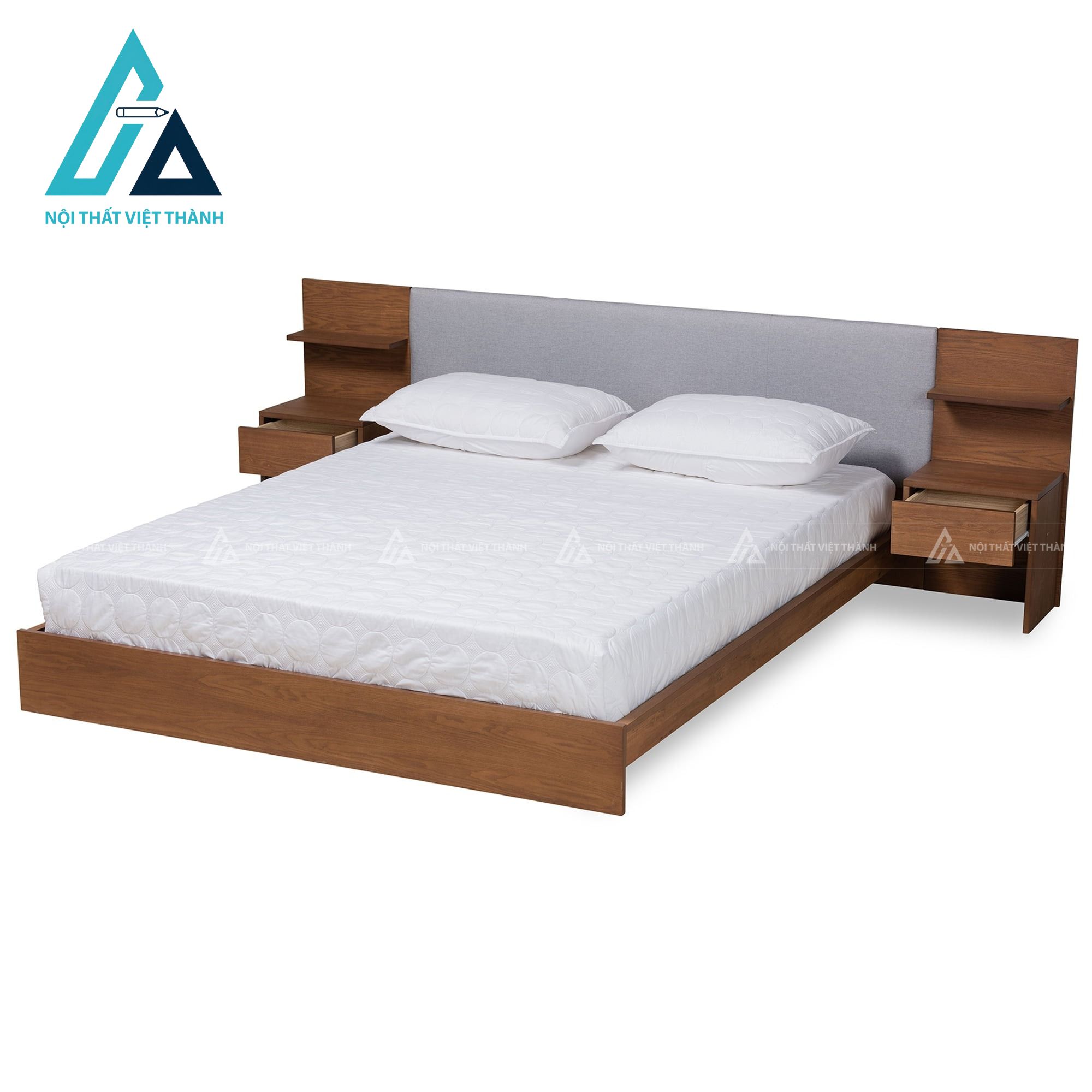 Giường ngủ MDF bọc nệm đầu giường tích hợp ngăn kéo tiện nghi hiện đại 2
