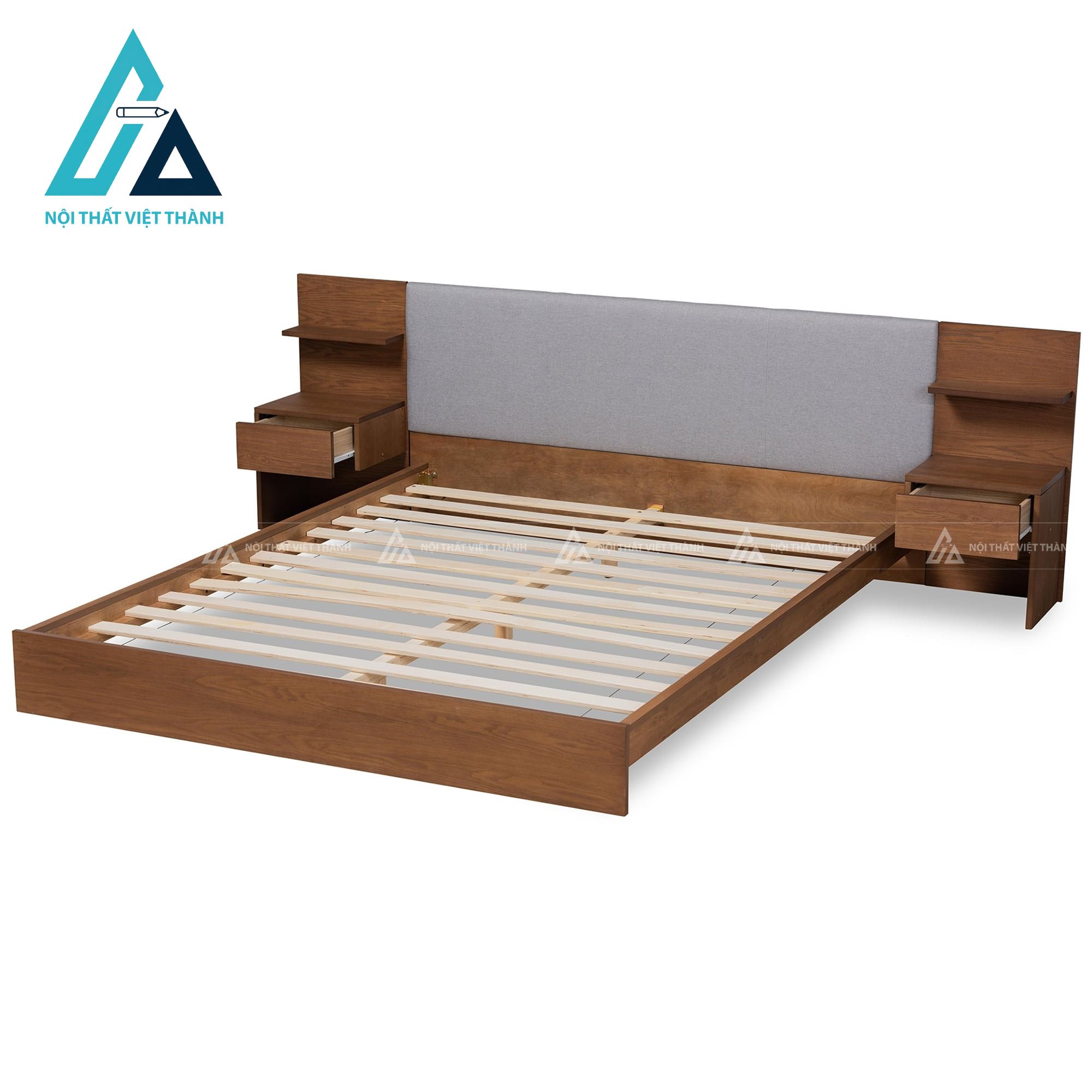 Giường ngủ MDF bọc nệm đầu giường tích hợp ngăn kéo tiện nghi hiện đại 5
