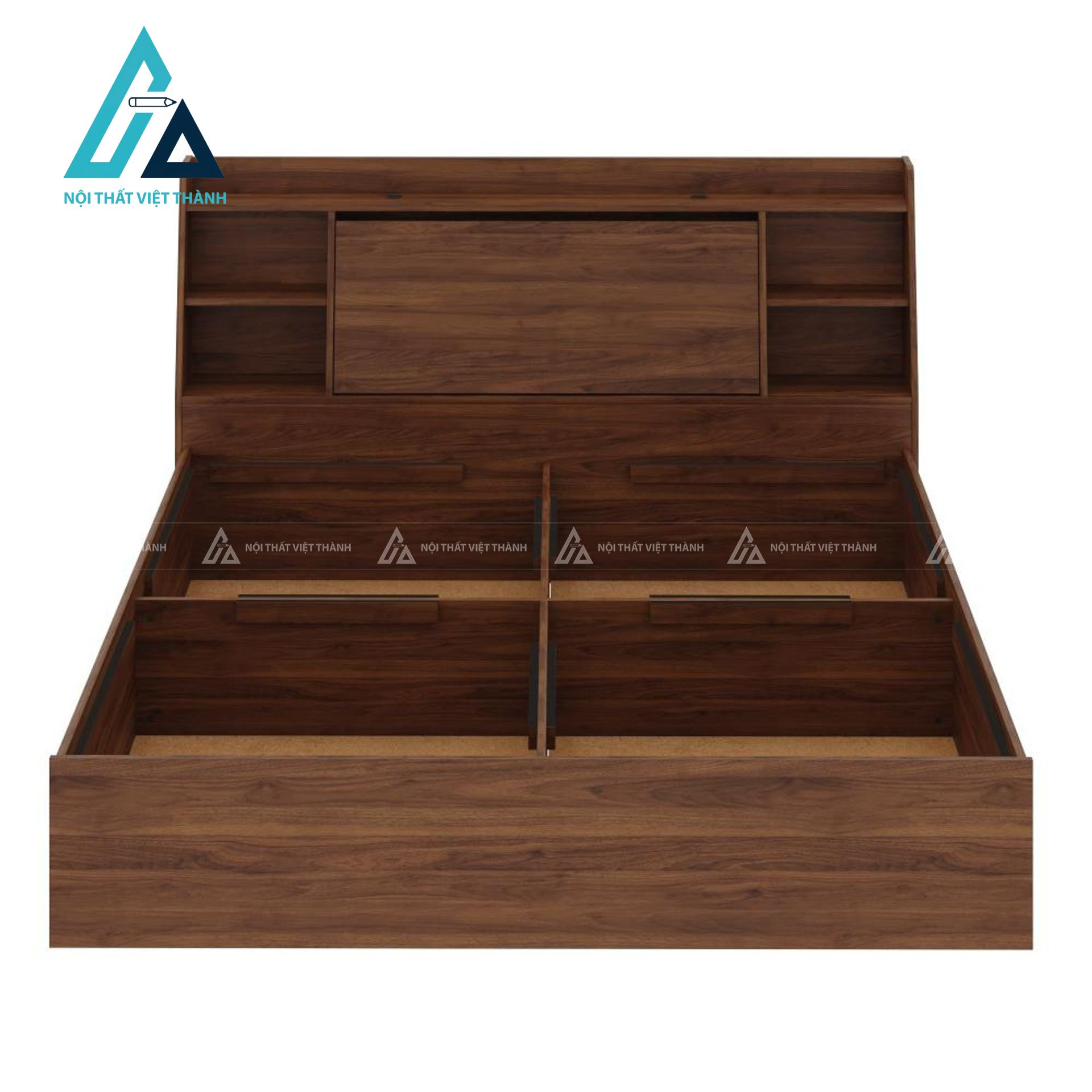 Giường ngủ MDF có ngăn kéo chứa đồ thiết kế hiện đại vân gỗ tiện nghi 4