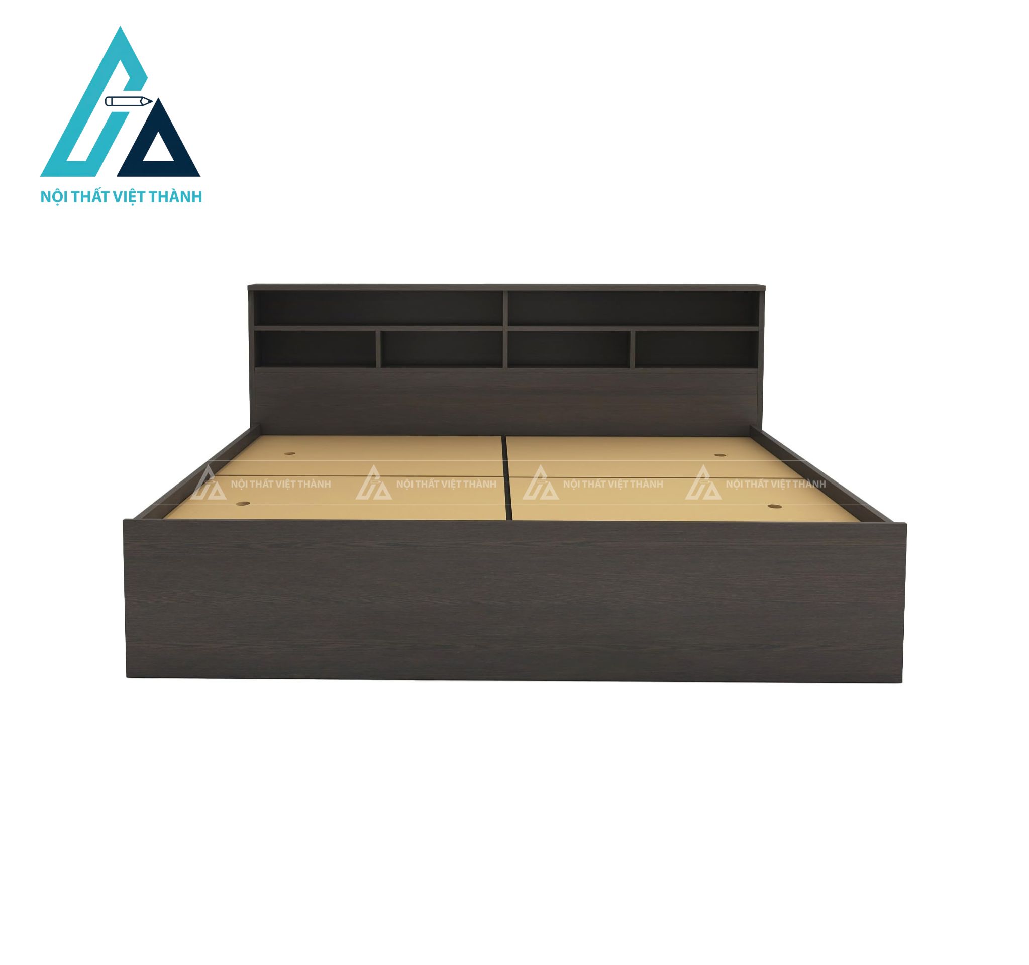 Giường ngủ MDF dạng hộp màu wenge có khoang chứa đồ rộng hiện đại 2