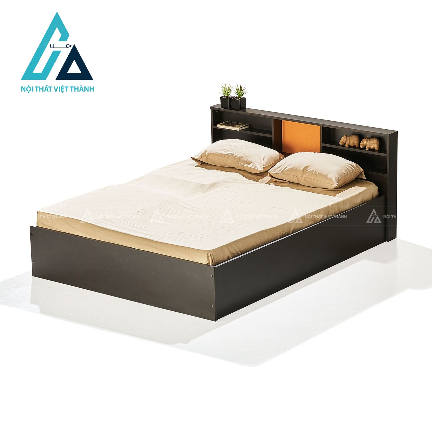 Giường ngủ MDF hiện đại đầu giường kệ mở đa năng tối ưu không gian 1