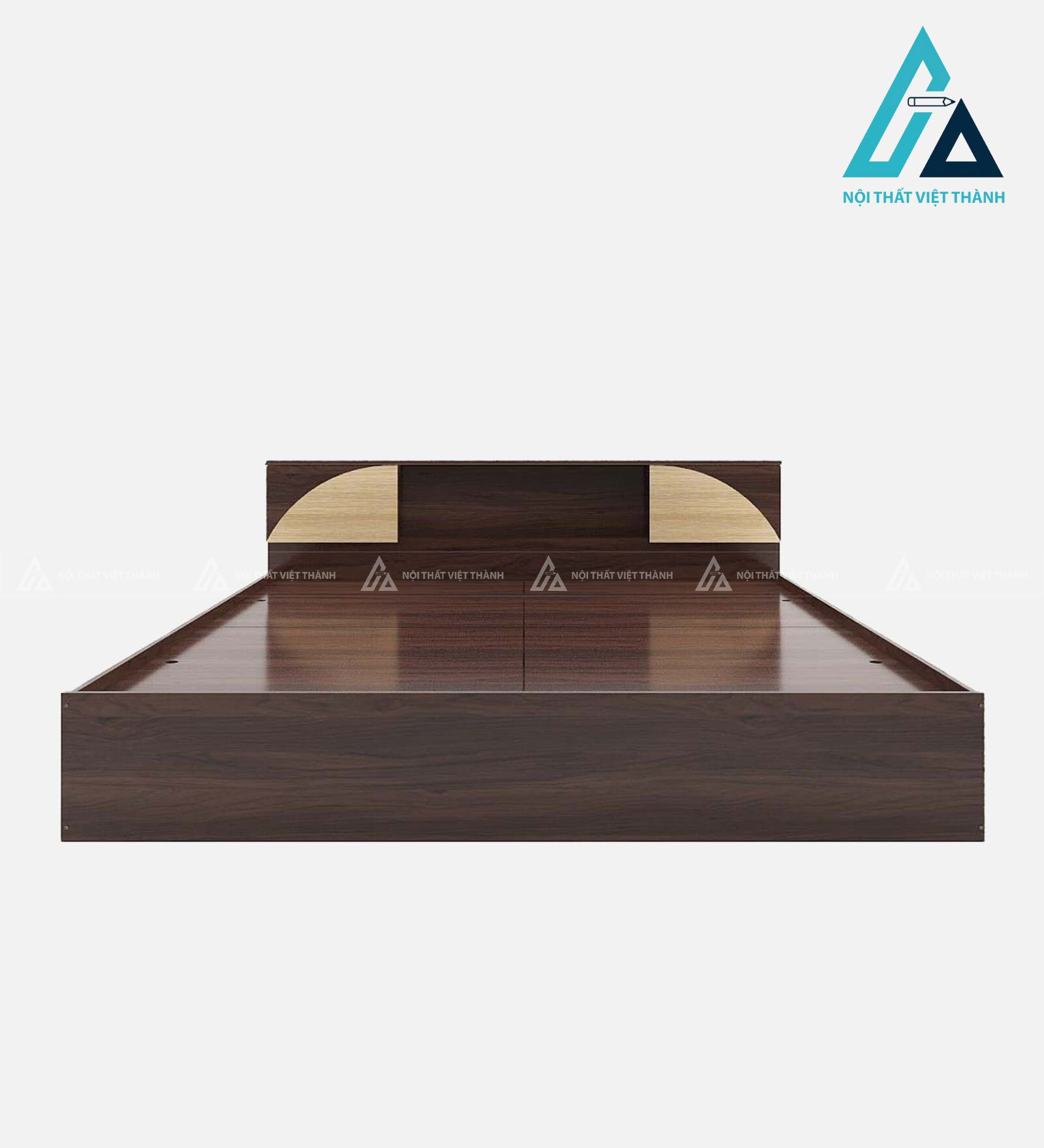 Giường ngủ MDF màu óc chó hiện đại tích hợp hộc chứa tiện lợi 2