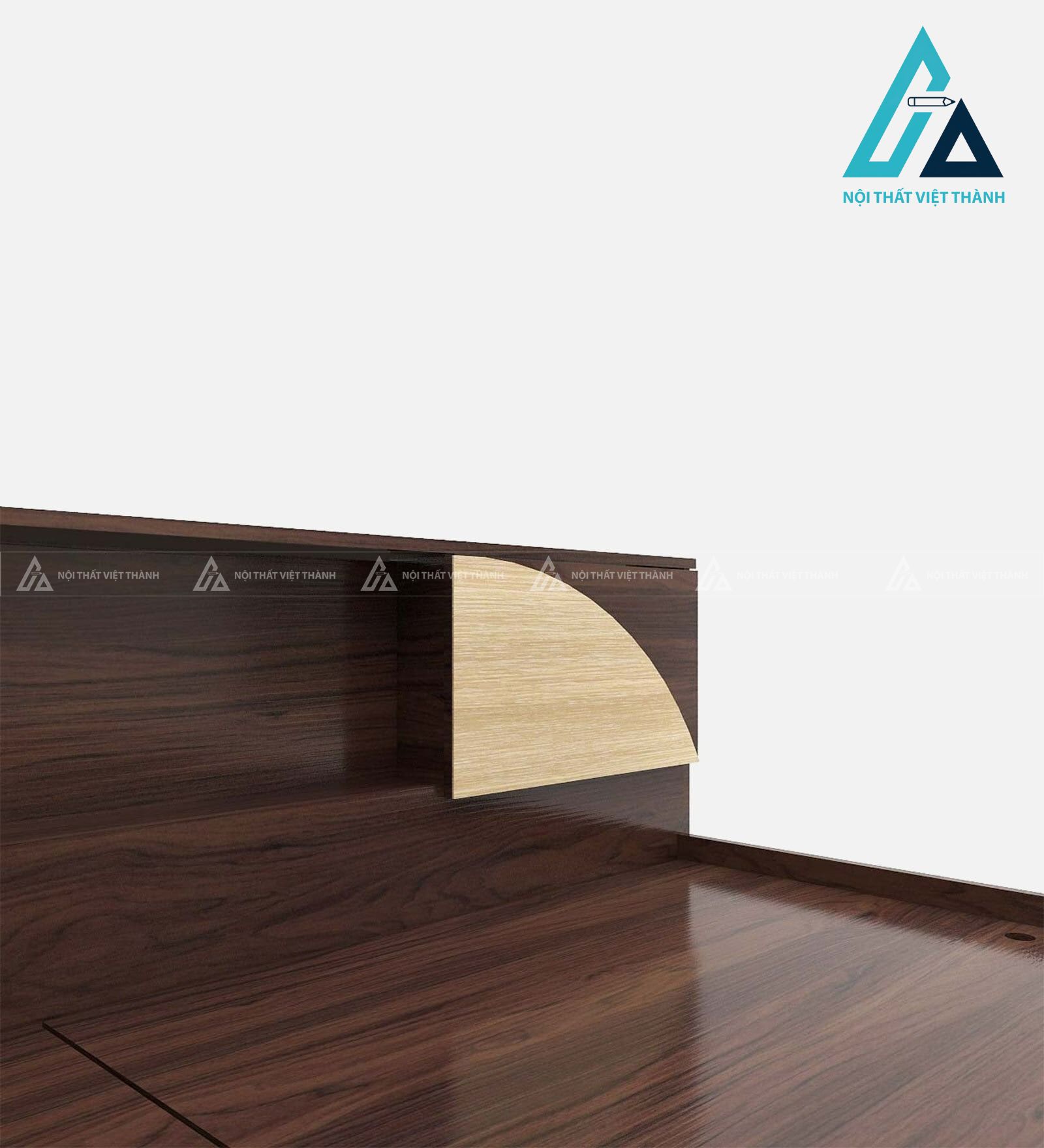 Giường ngủ MDF màu óc chó hiện đại tích hợp hộc chứa tiện lợi 3