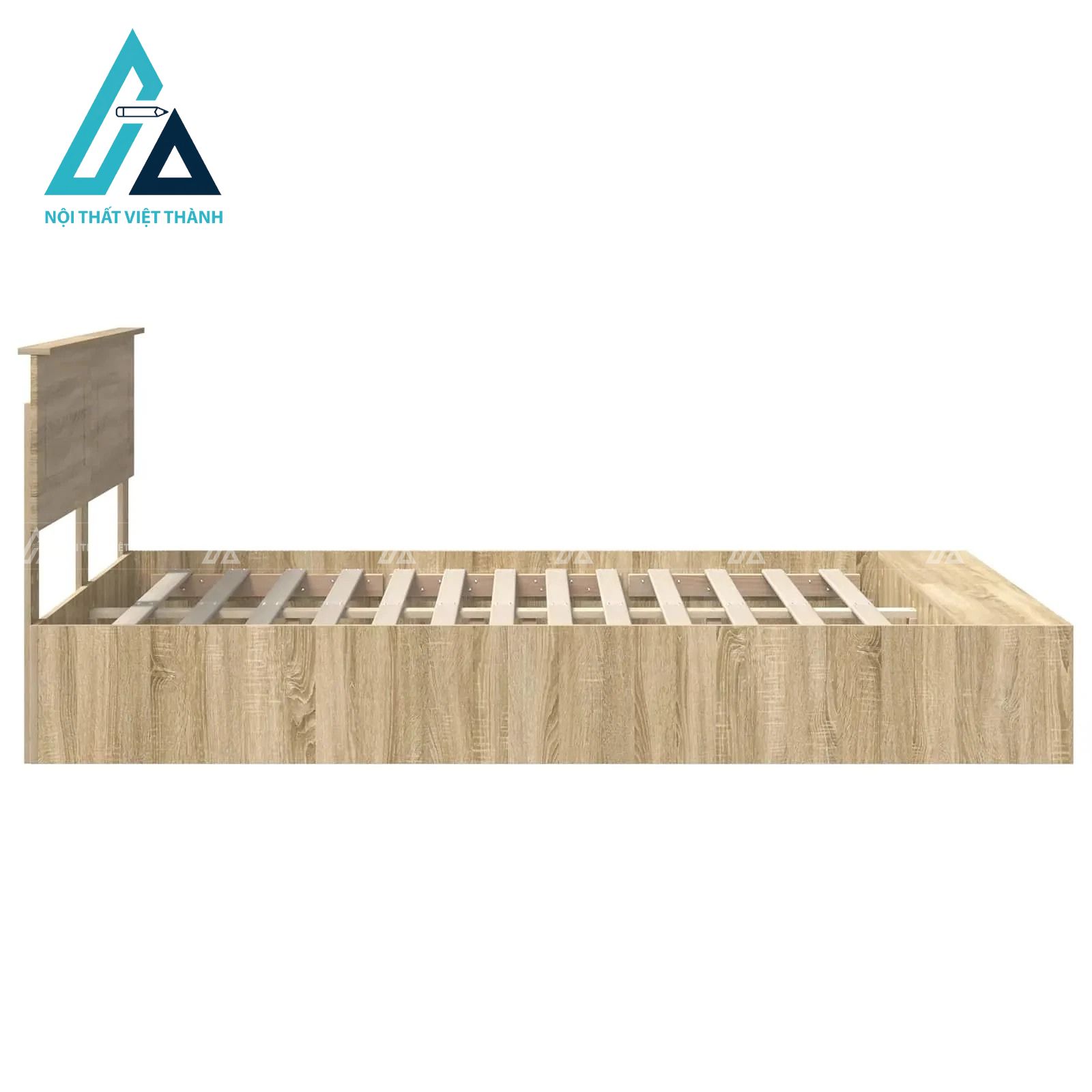Giường ngủ MDF màu sồi có kệ mở đuôi giường tiện ích phong cách hiện đại 4
