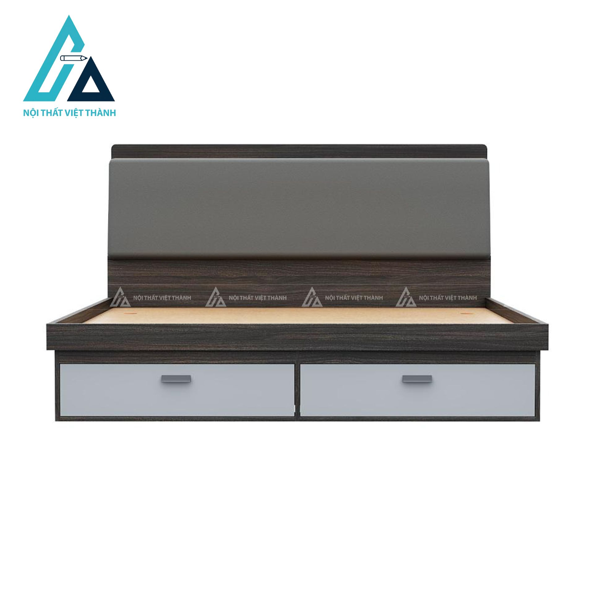 Giường ngủ MDF có ngăn kéo và đầu giường bọc nệm tiện nghi hiện đại 1