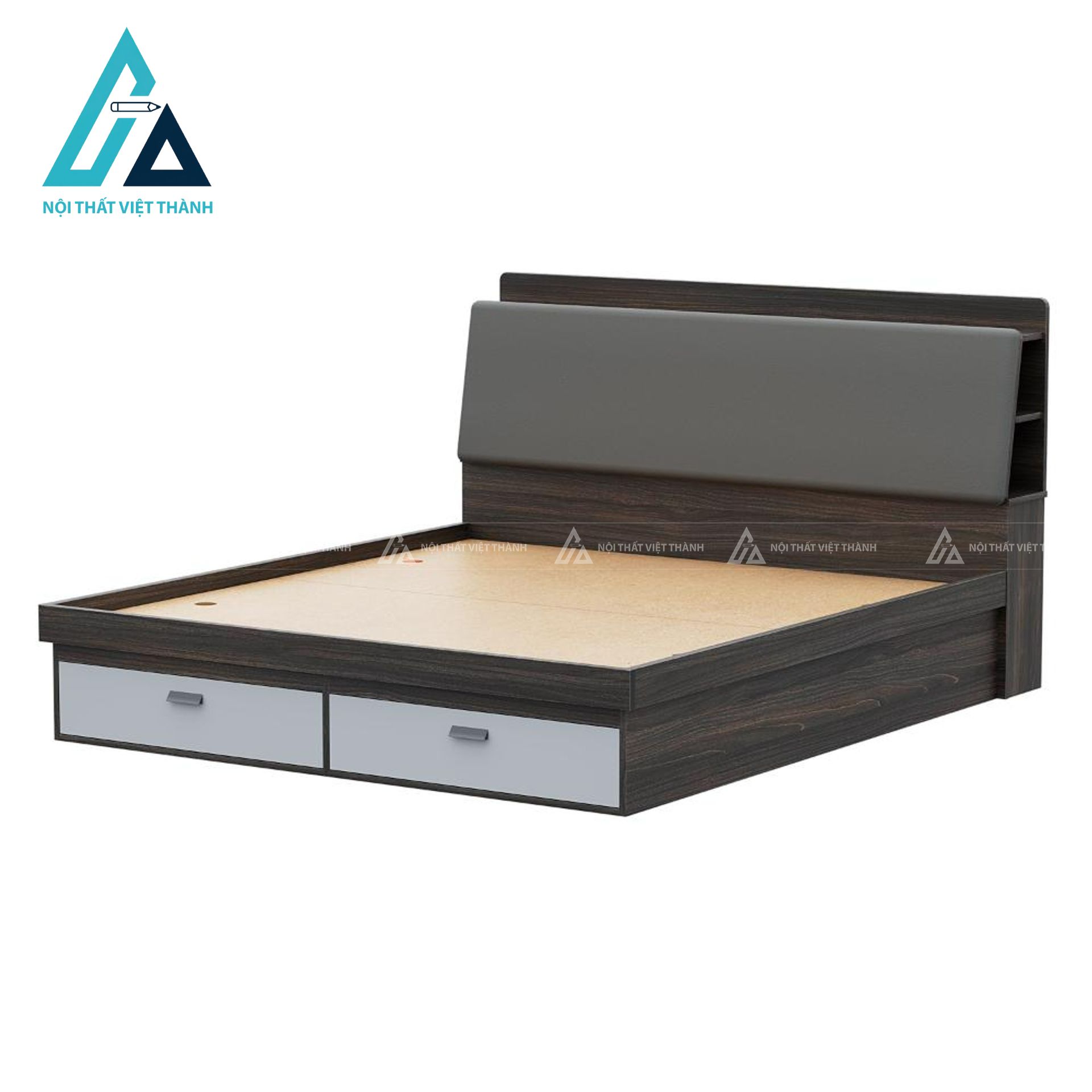 Giường ngủ MDF có ngăn kéo và đầu giường bọc nệm tiện nghi hiện đại 3