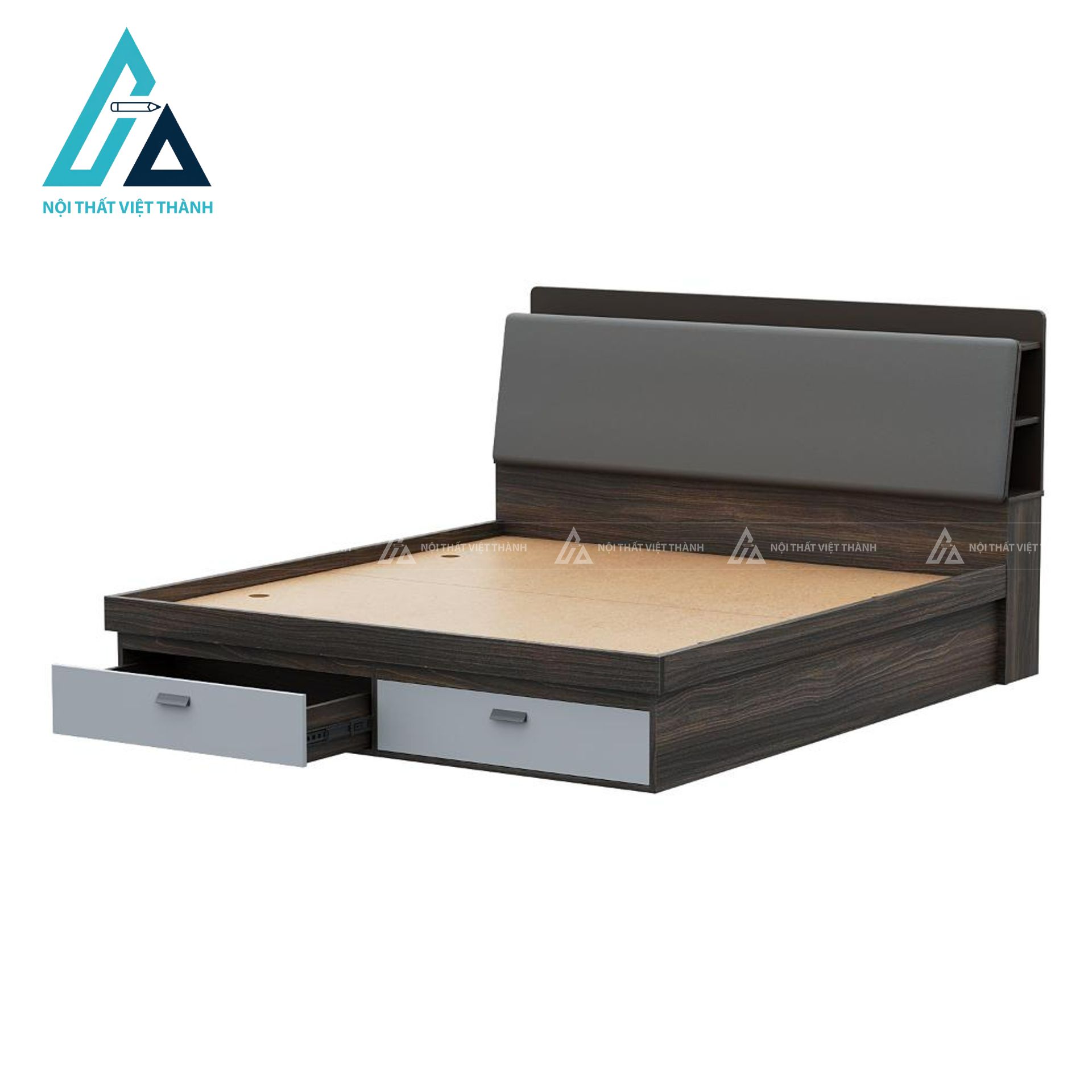 Giường ngủ MDF có ngăn kéo và đầu giường bọc nệm tiện nghi hiện đại 4