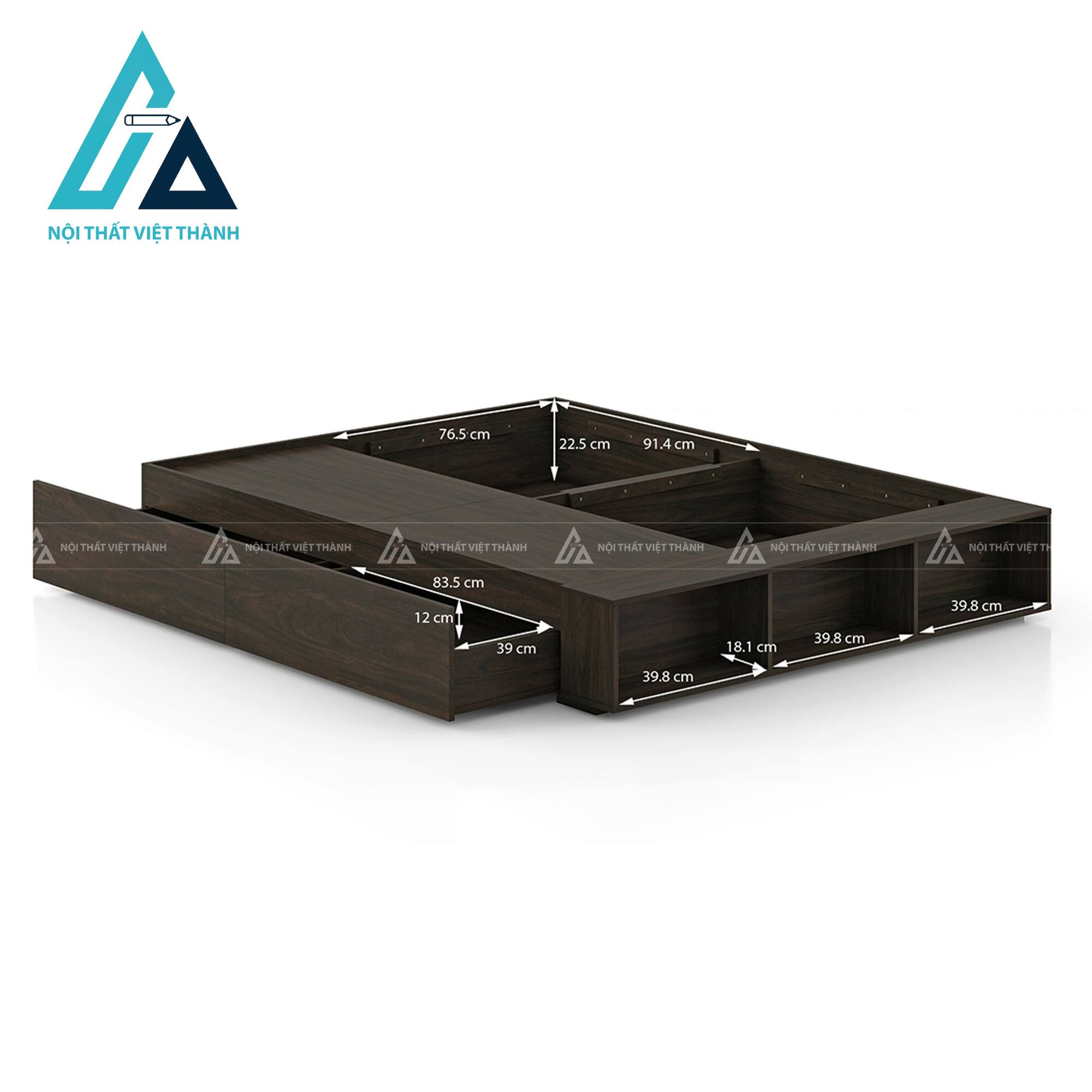 Giường ngủ MDF tích hợp khoang chứa đồ tiện ích phong cách hiện đại 4