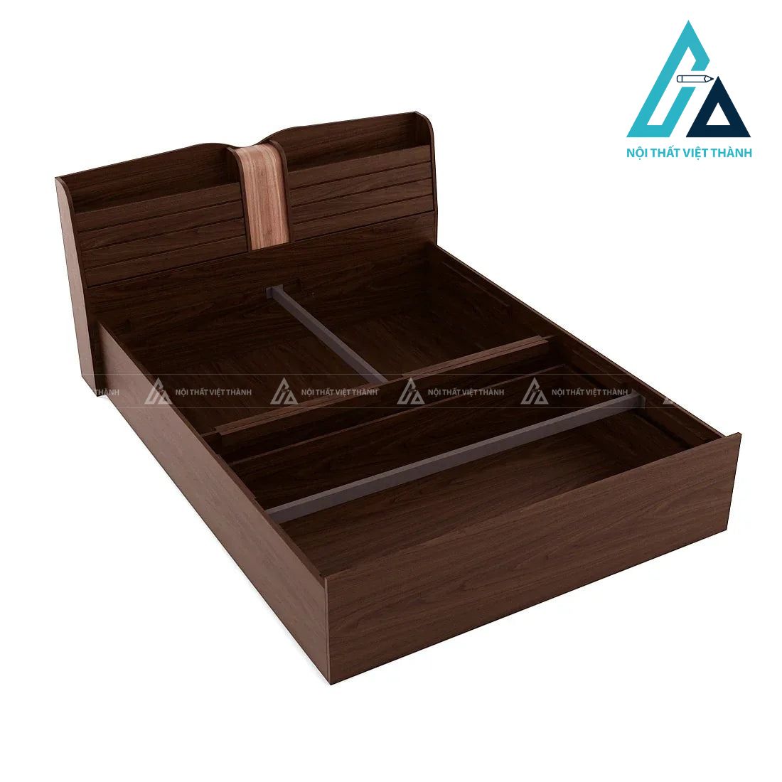 Giường ngủ MDF vân gỗ hiện đại có hộc chứa và kệ đầu giường đa năng 2