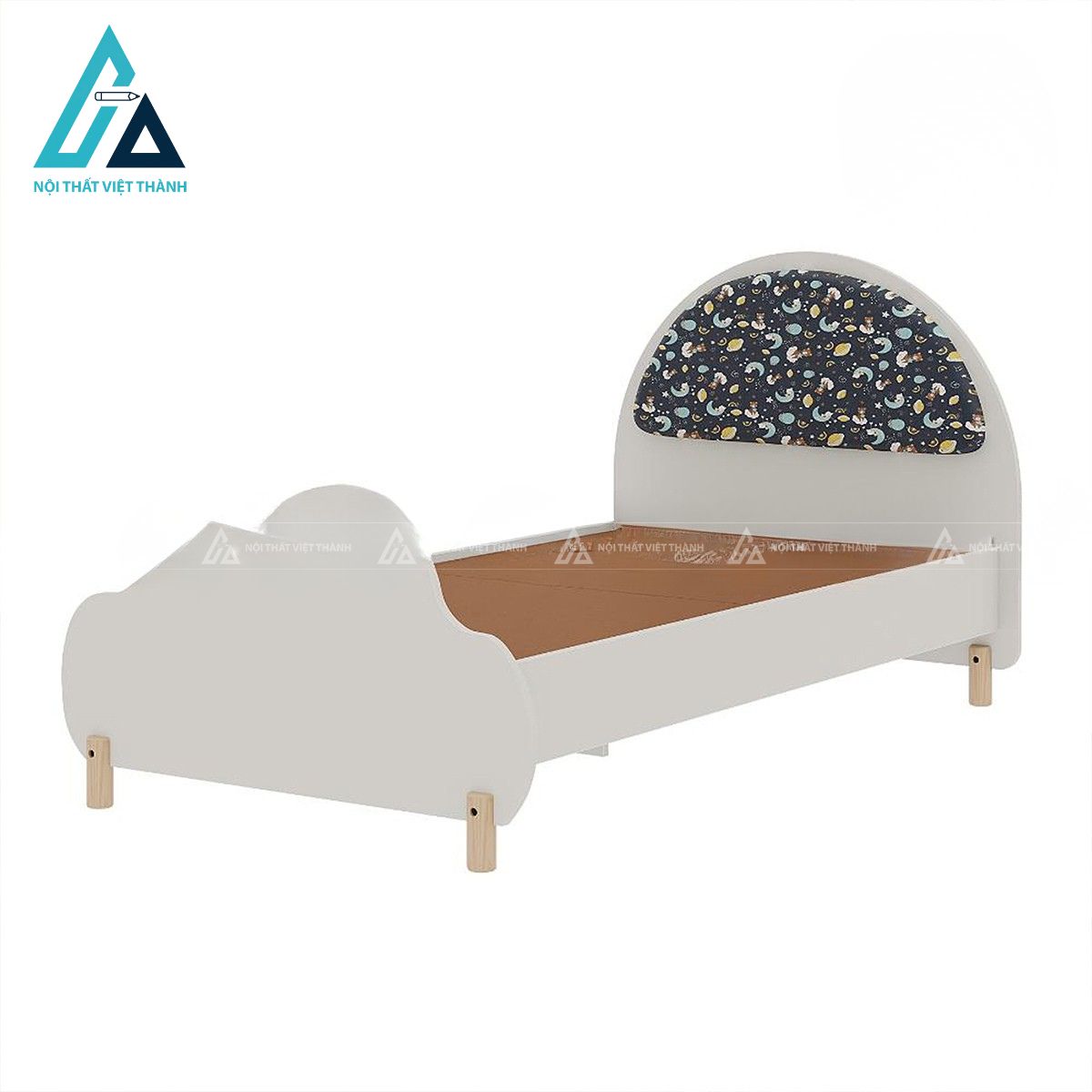 Giường ngủ trẻ em gỗ công nghiệp màu xanh thiết kế sáng tạo 1