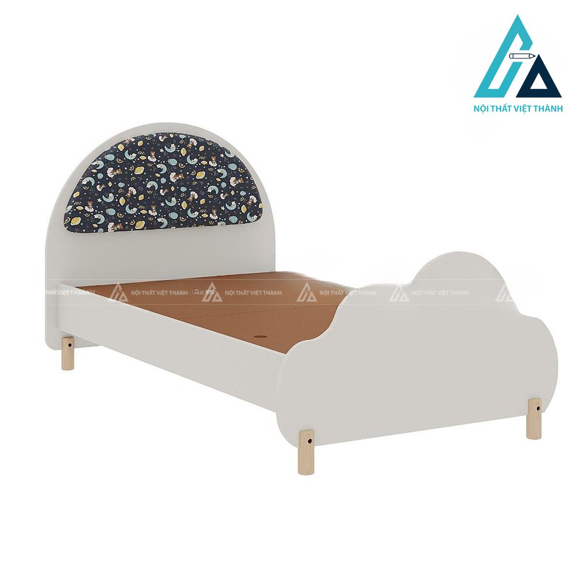 Giường ngủ trẻ em gỗ công nghiệp màu xanh thiết kế sáng tạo 4