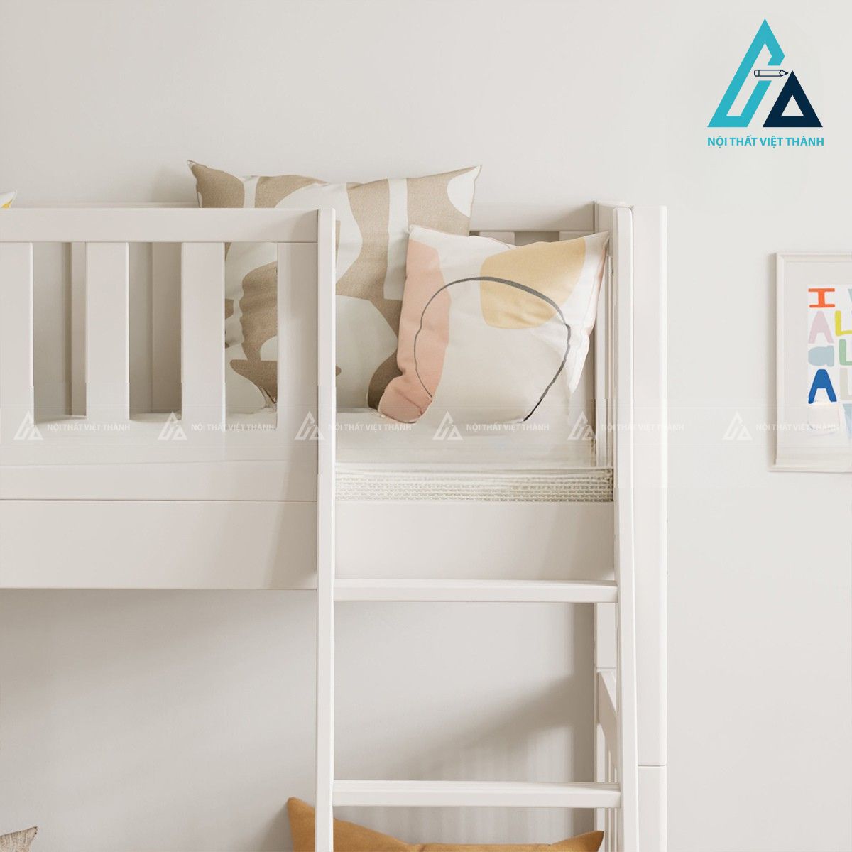 Giường tầng gỗ tự nhiên cho trẻ em thiết kế tối giản hiện đại 3