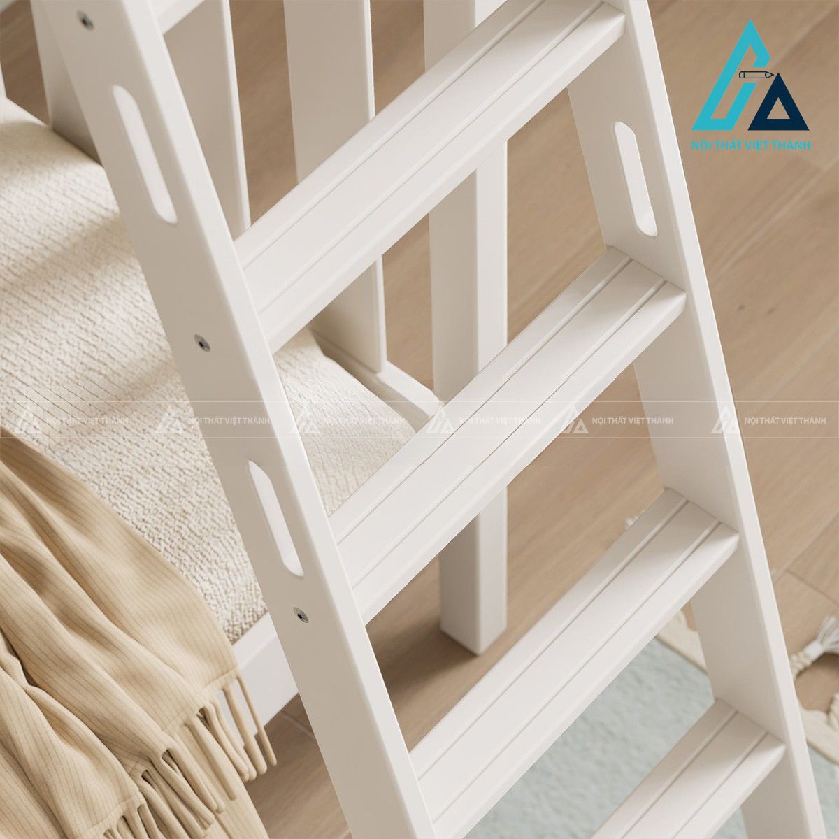 Giường tầng gỗ tự nhiên cho trẻ em thiết kế tối giản hiện đại 5