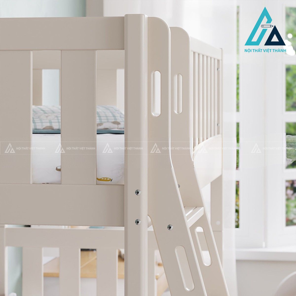 Giường tầng gỗ tự nhiên cho trẻ em thiết kế tối giản hiện đại 6