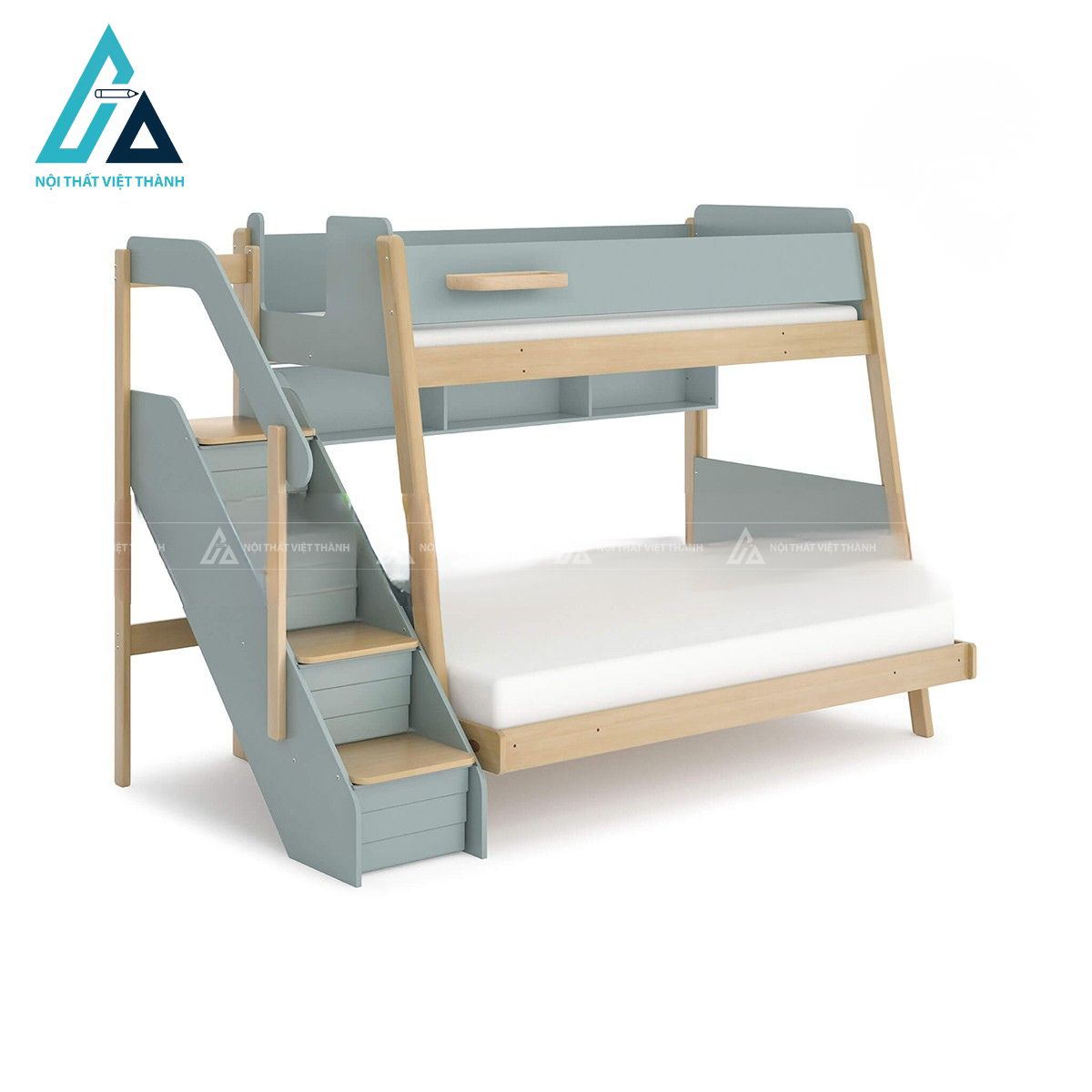 Giường tầng trẻ em kết hợp cầu thang lưu trữ và kệ sách đa năng 1