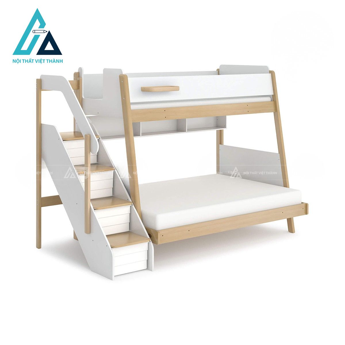 Giường tầng trẻ em kết hợp cầu thang lưu trữ và kệ sách đa năng 3