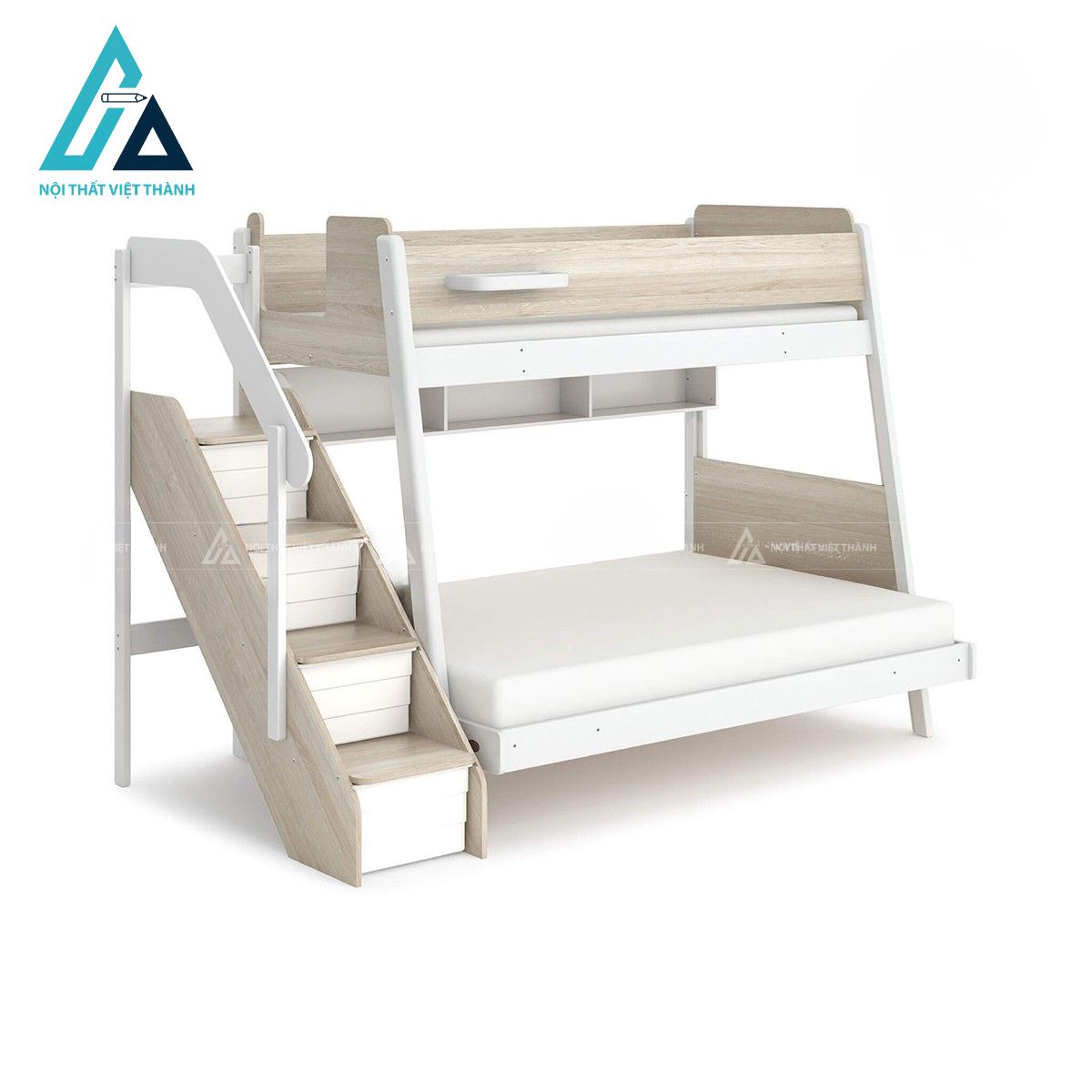 Giường tầng trẻ em kết hợp cầu thang lưu trữ và kệ sách đa năng 4
