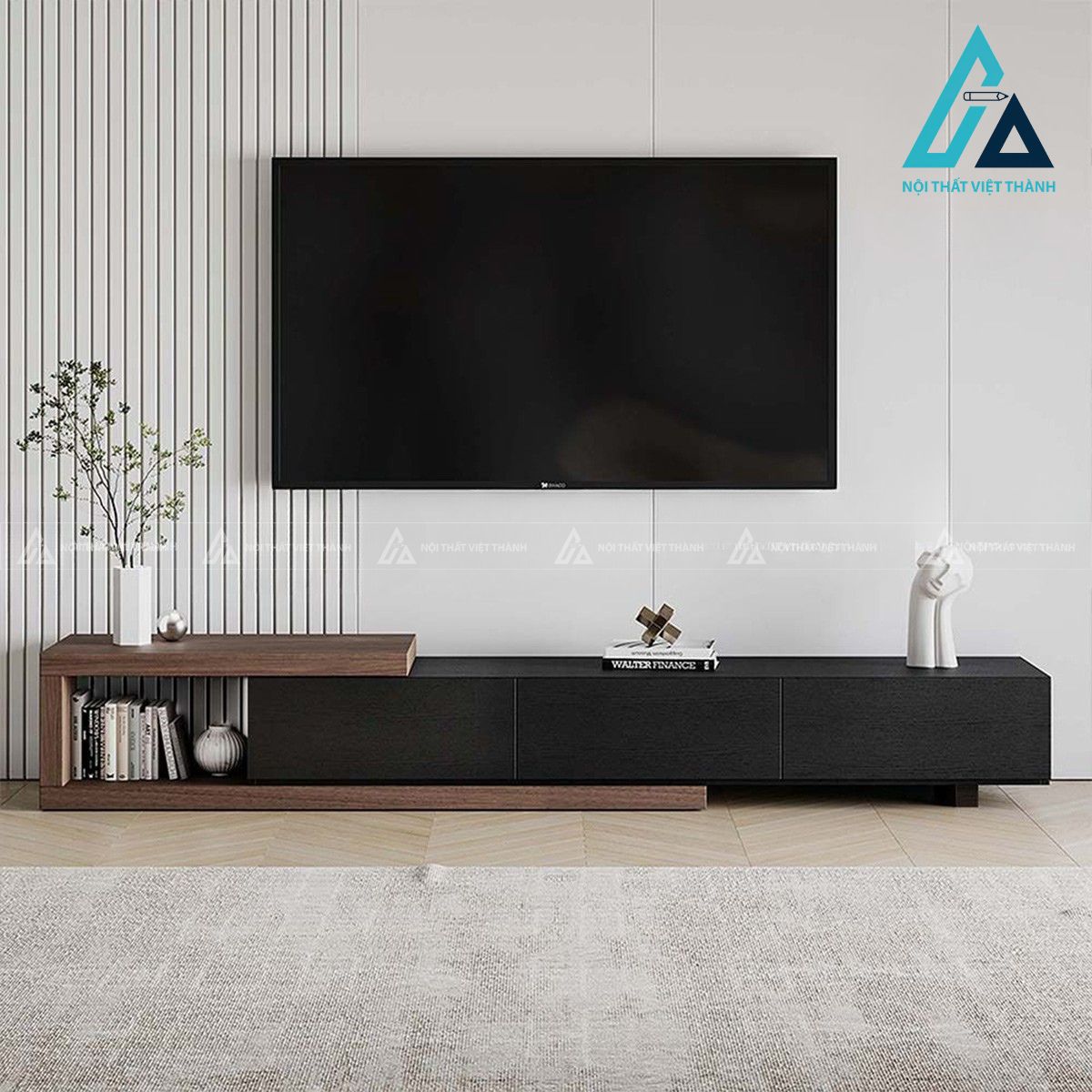 Kệ tivi gỗ MDF kéo giãn 3 ngăn kéo phong cách hiện đại 1