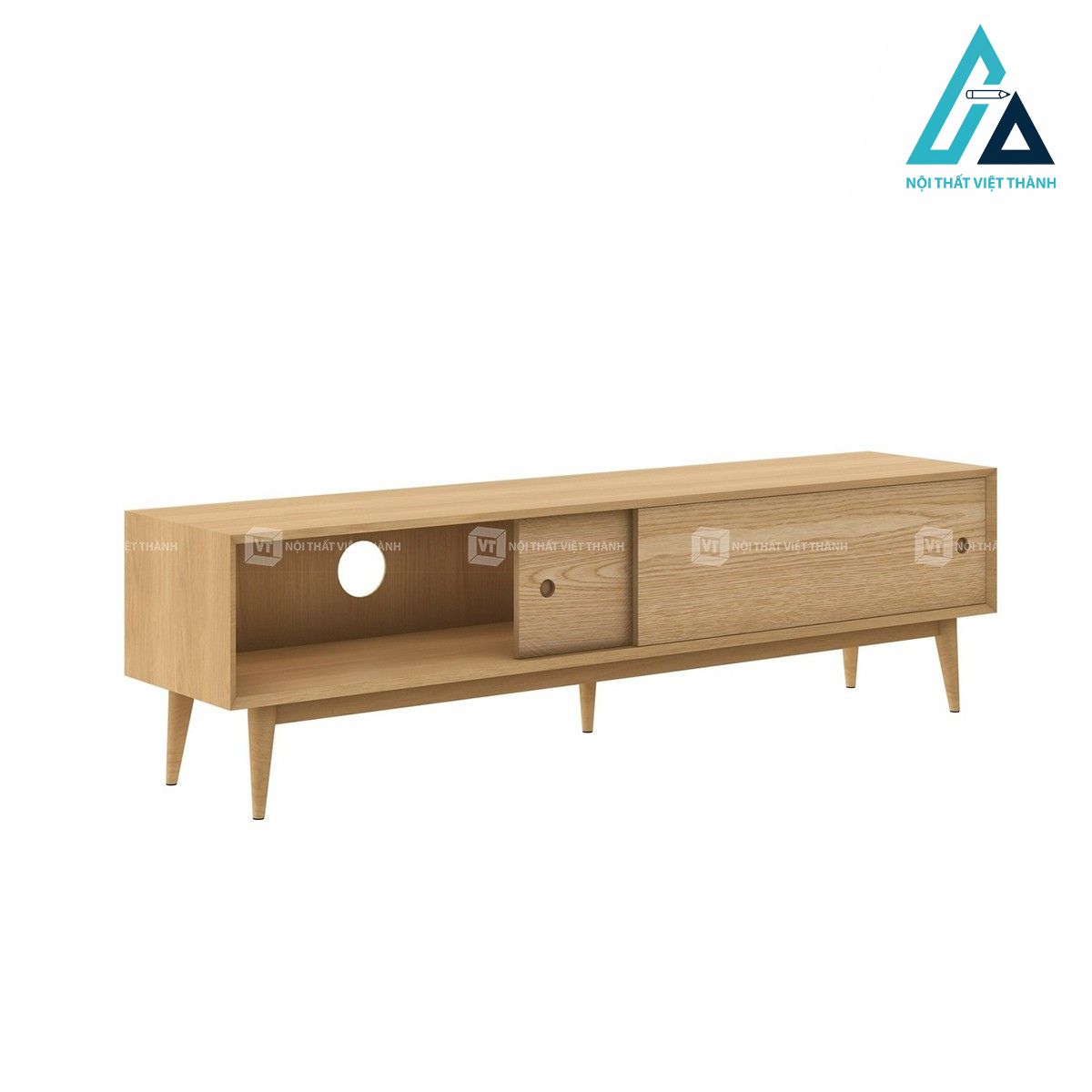 Kệ tivi gỗ sồi tự nhiên cửa lùa phong cách Bắc Âu hiện đại 3