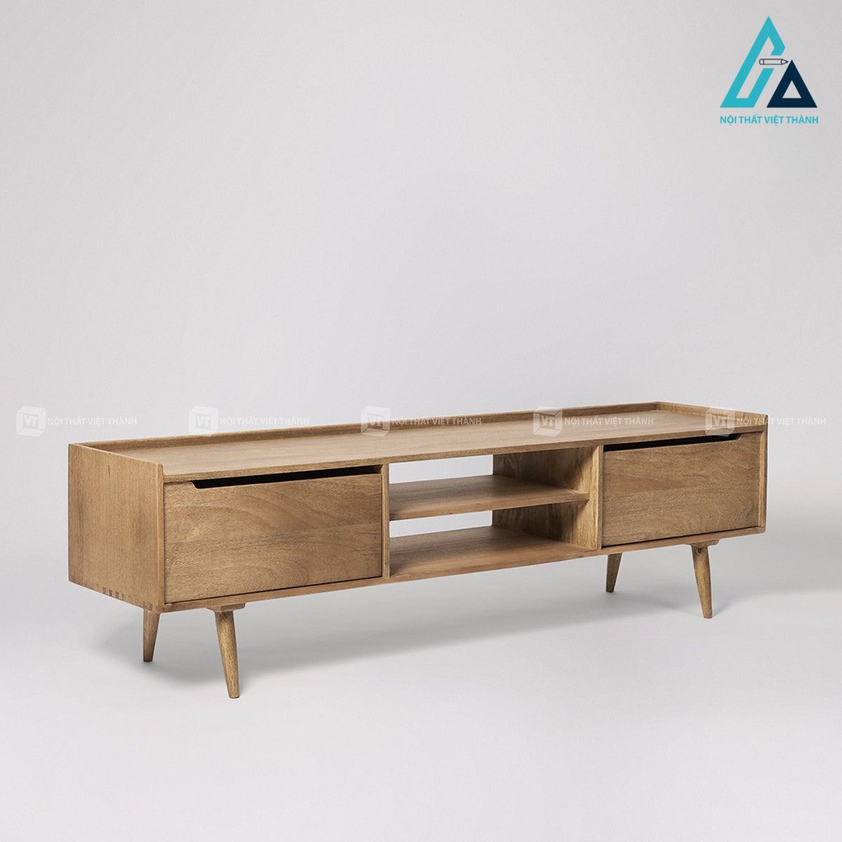 Kệ tivi gỗ xoài tự nhiên phủ màu sồi thiết kế hiện đại 1