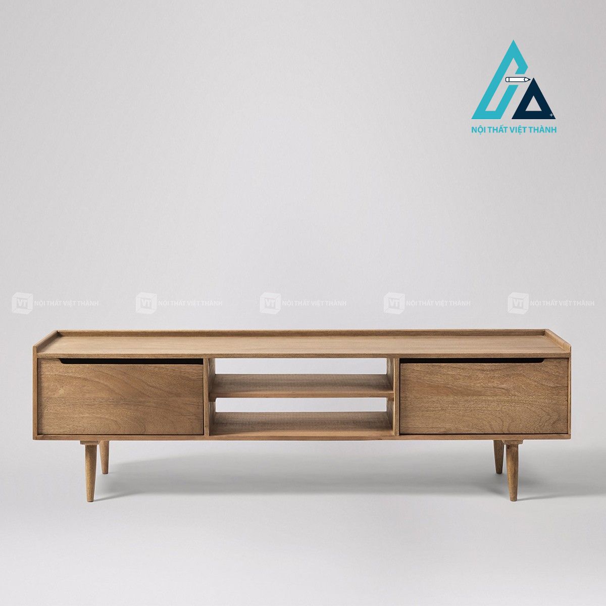 Kệ tivi gỗ xoài tự nhiên phủ màu sồi thiết kế hiện đại