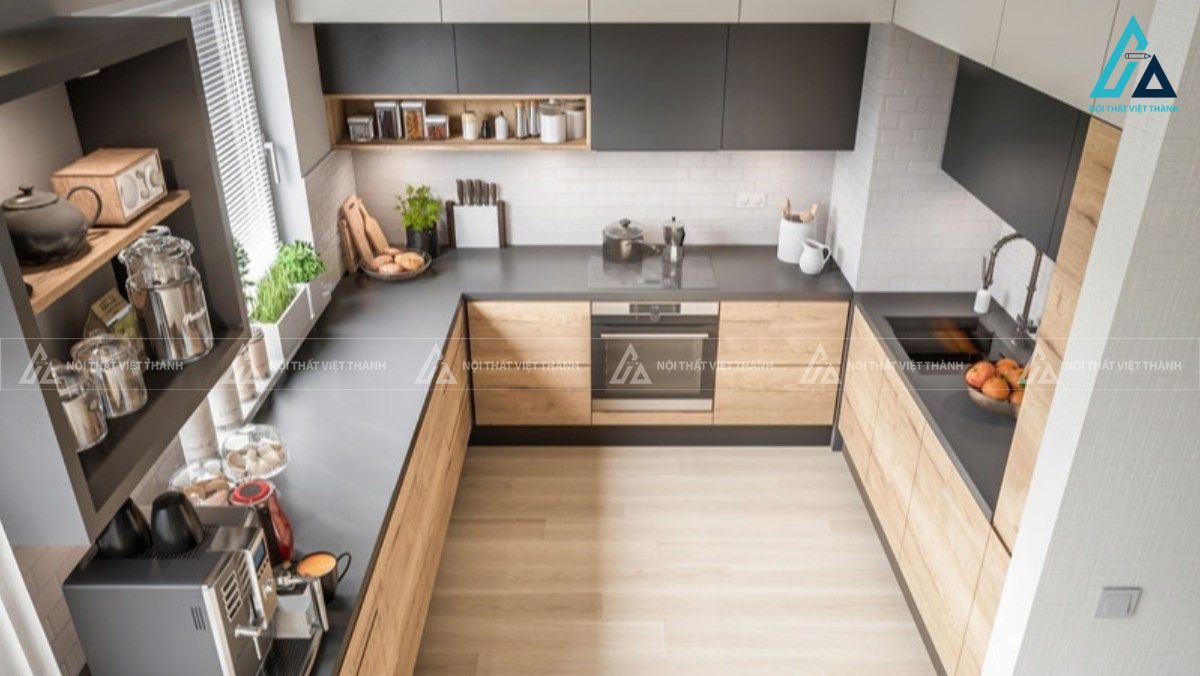 Bếp chữ U nên áp dụng khi có không gian lớn