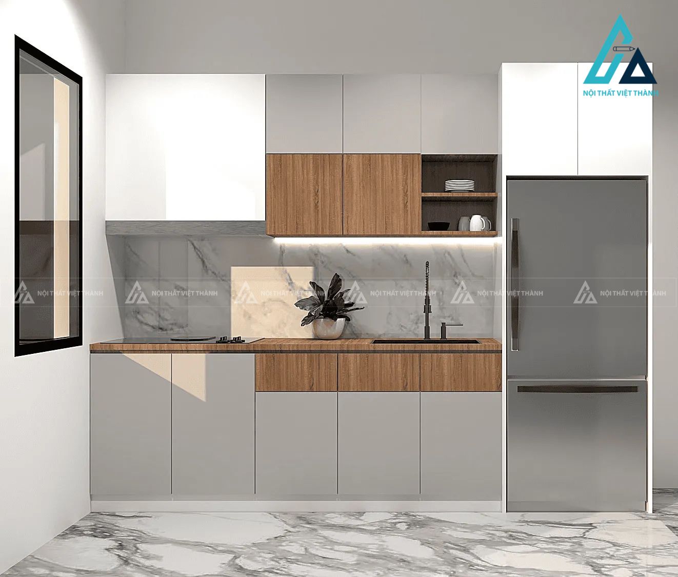 Bếp chữ I cho không gian nhỏ