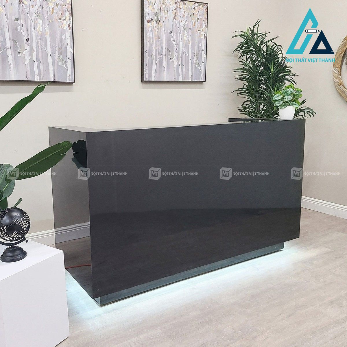 Quầy lễ tân gỗ công nghiệp mặt laminate hiện đại cho văn phòng