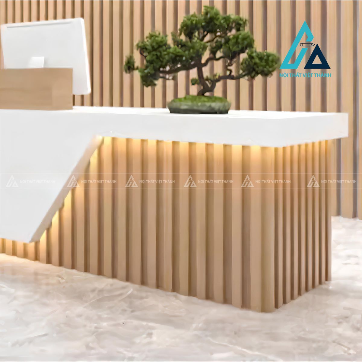 Quầy lễ tân gỗ đen hiện đại kèm tủ hồ sơ 1