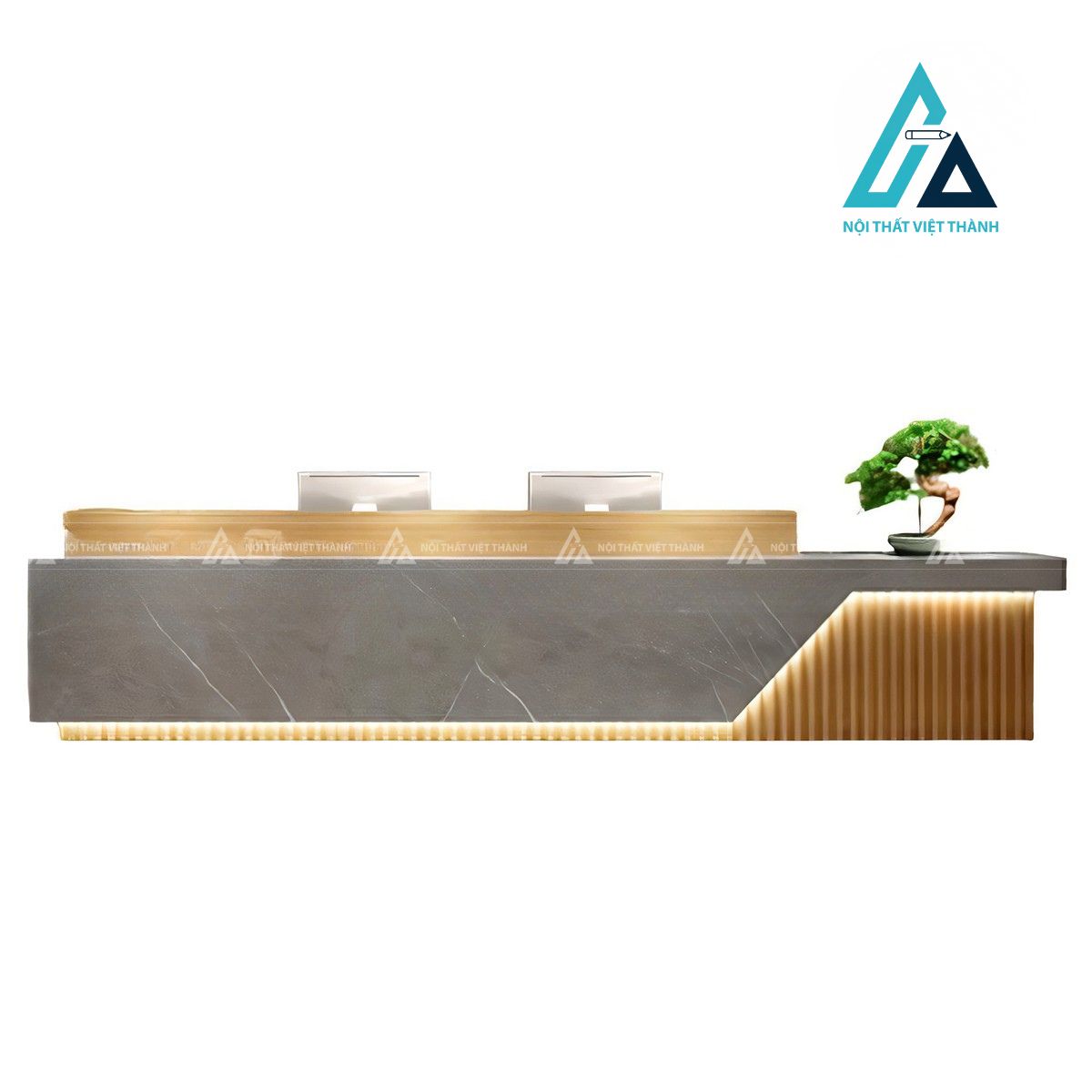 Quầy lễ tân gỗ đen hiện đại kèm tủ hồ sơ 3