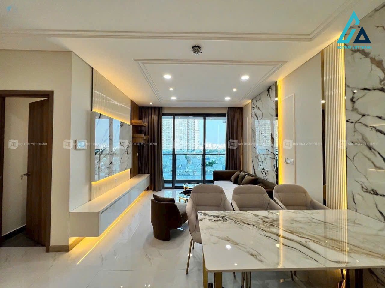 Thiết kế nội thất phòng khách hiện đại sang trọng