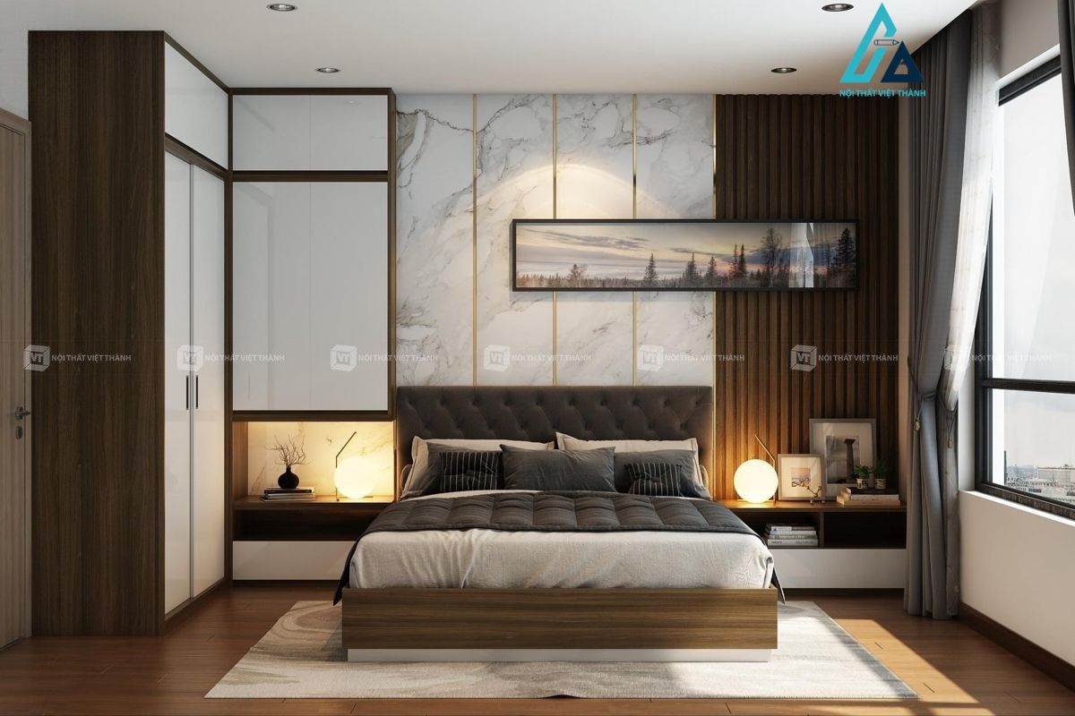Thiết kế thi công combo nội thất phòng ngủ nhà phố trọn gói
