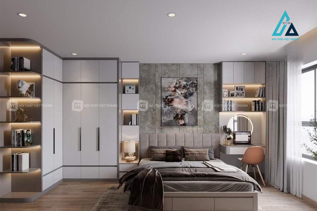 Thiết kế thi công combo nội thất phòng ngủ phong cách sang trọng hiện đại